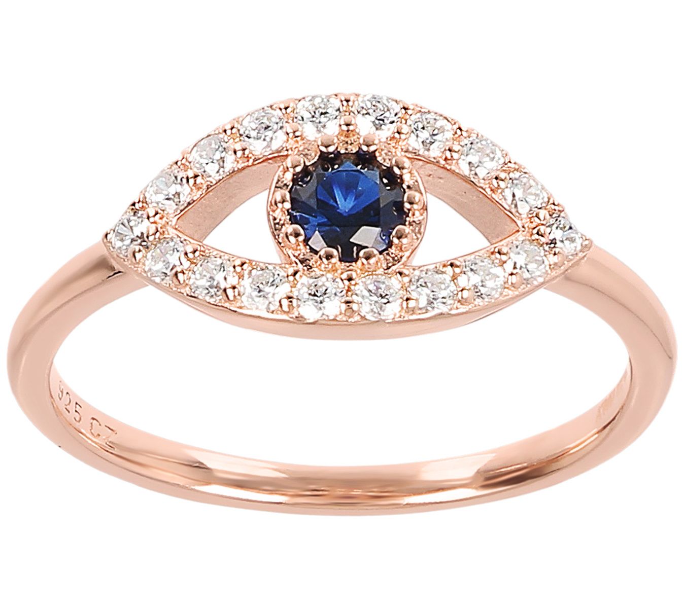 Diamonique 0.35 cttw Evil Eye Ring, Sterling Silver