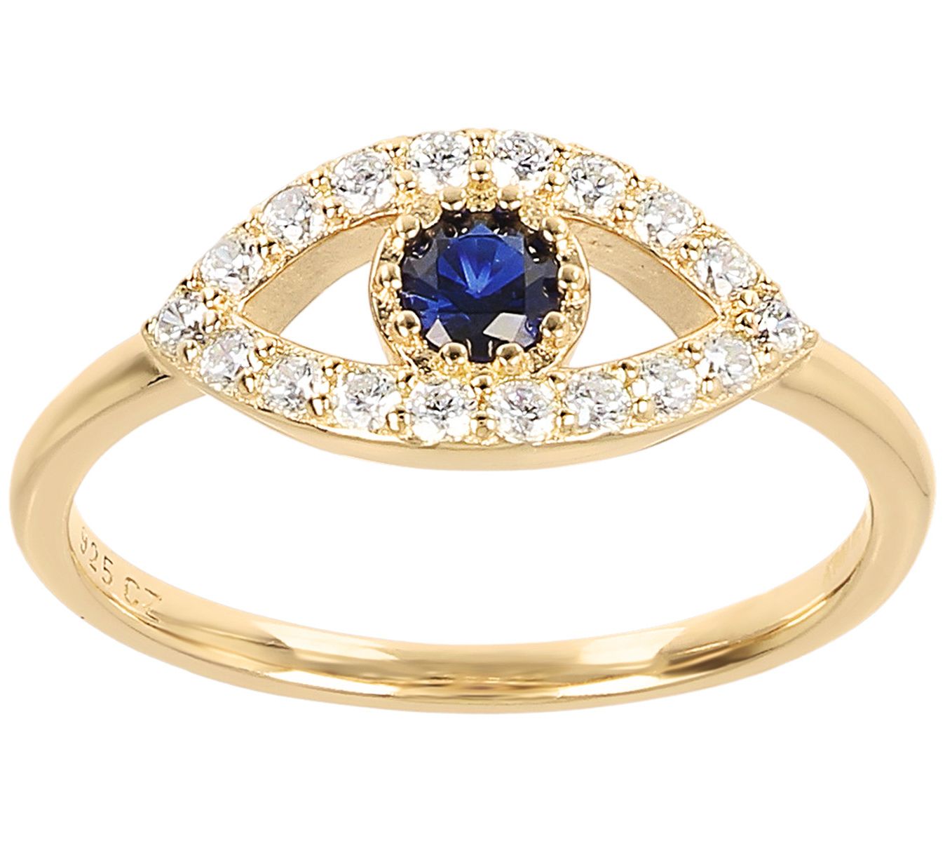 Diamonique 0.35 cttw Evil Eye Ring, Sterling Si lver