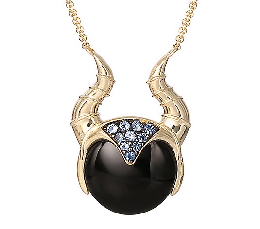 Disney Diamonique & Onyx Malificent Necklace, 1 8K Gold Plated