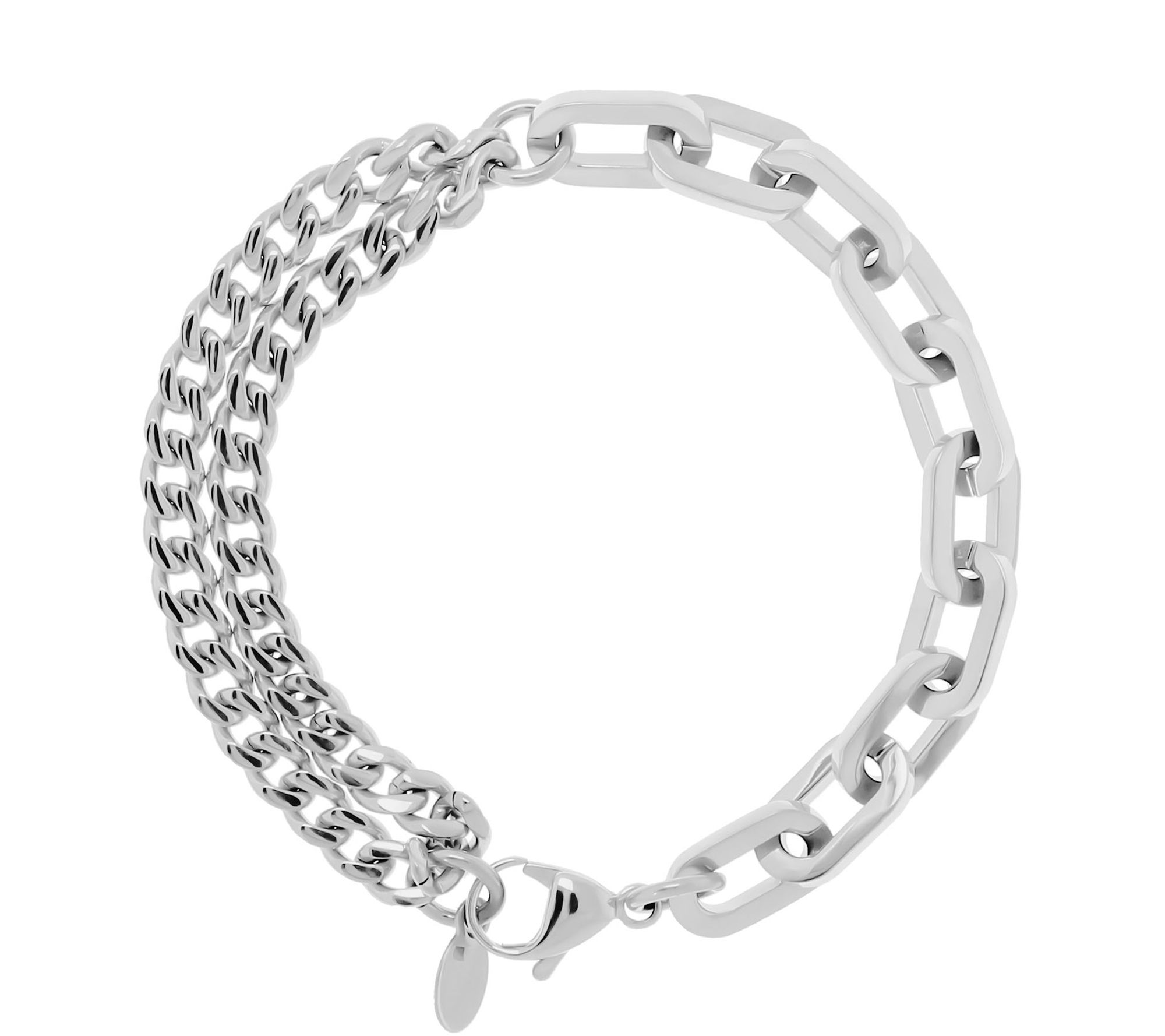 Steel by Design Paperclip and Double-Curb Linkracelet