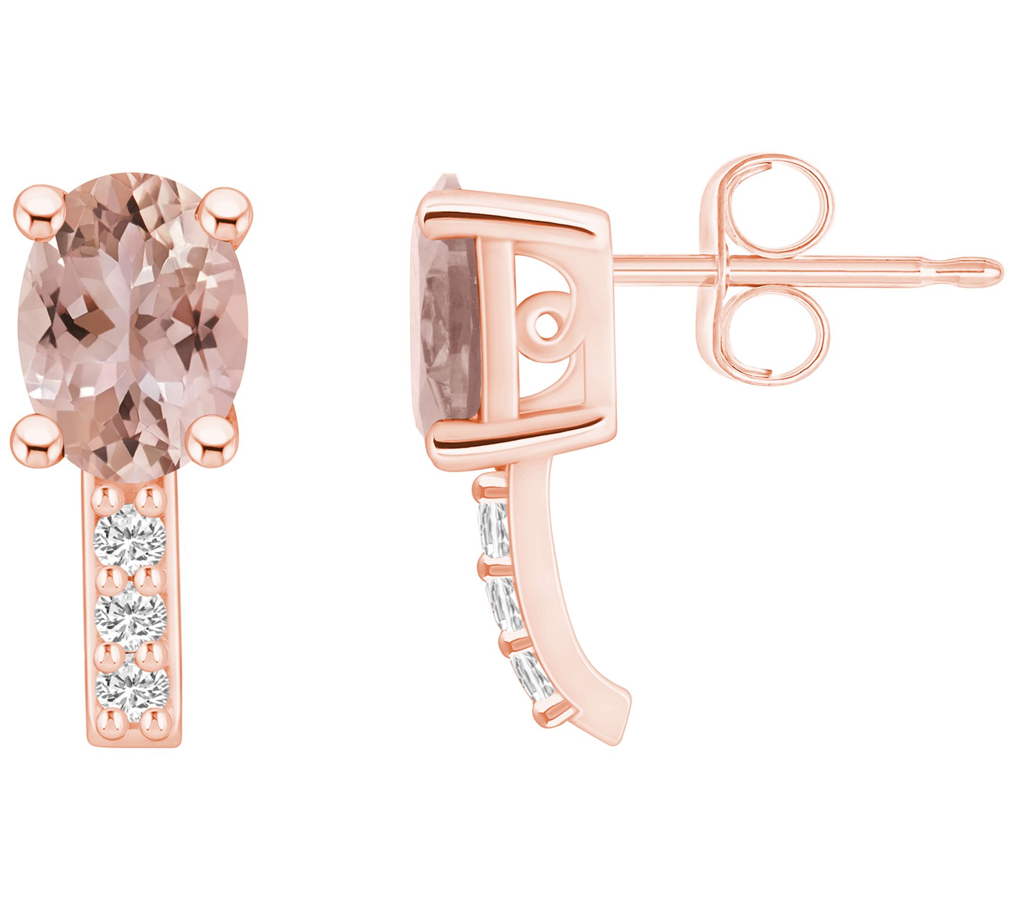 Affinity Gems 14K 2.30 cttw Morganite 0.15 cttw Diamond Studs
