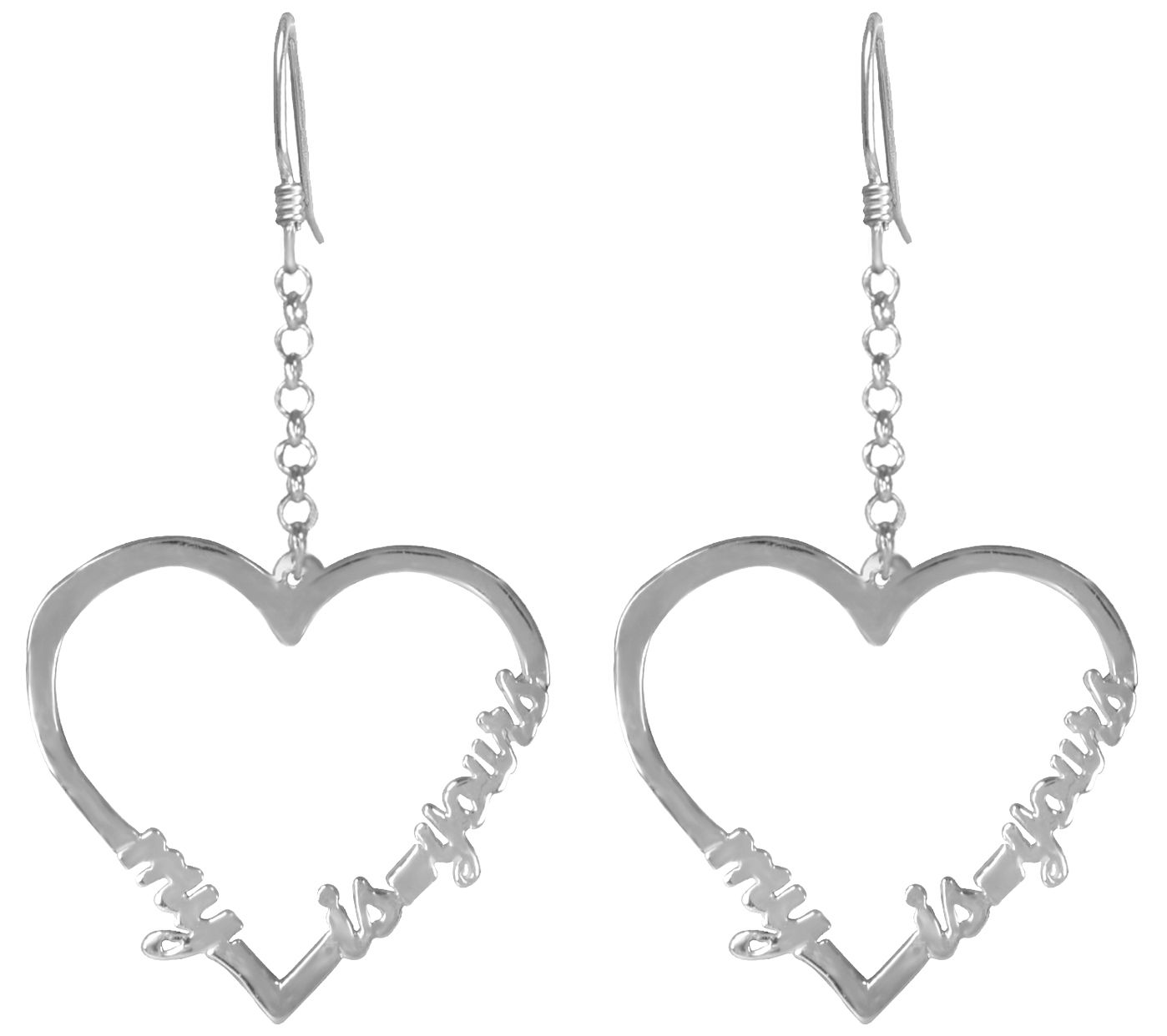 Sterling Silver Open Heart "My Heart Is Yours" Drop Earrings