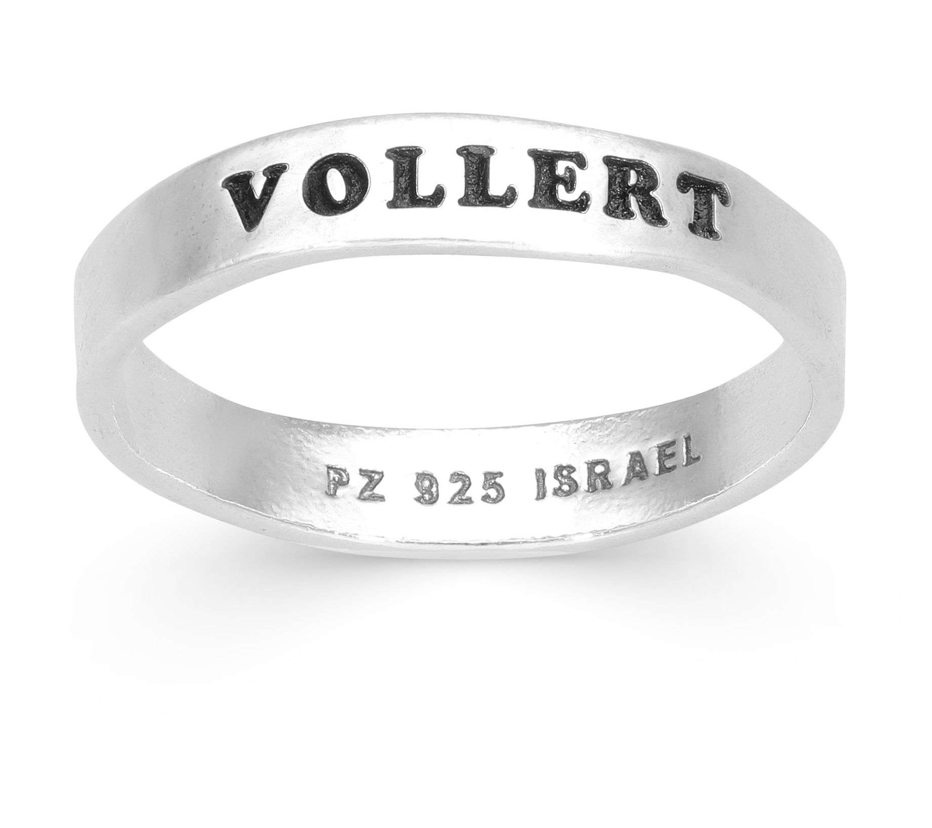 Or Paz Sterling Silver Personalized Hammered Ba nd Ring