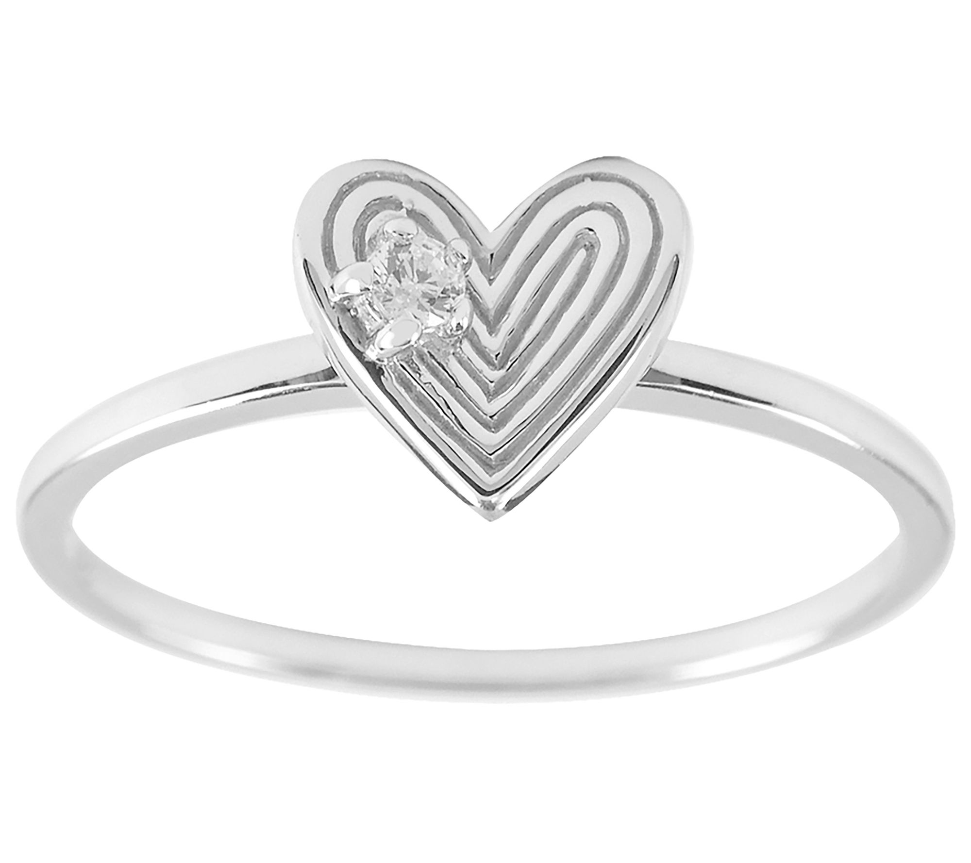 Diamonique Heart Station Ring, Sterling Silver