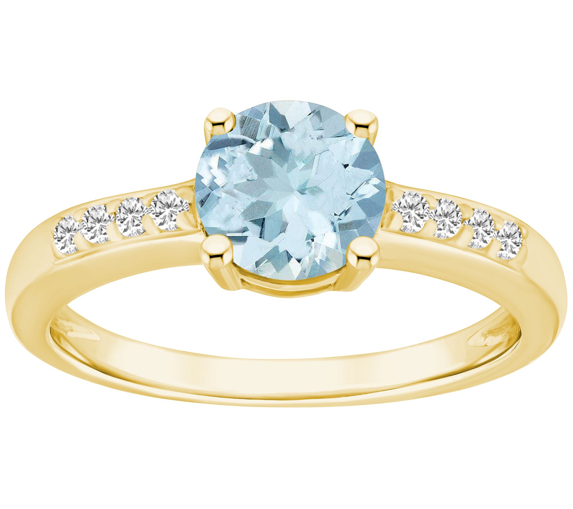 Affinity Gems Round Aquamarine & Diamond Ring, 14K Gold