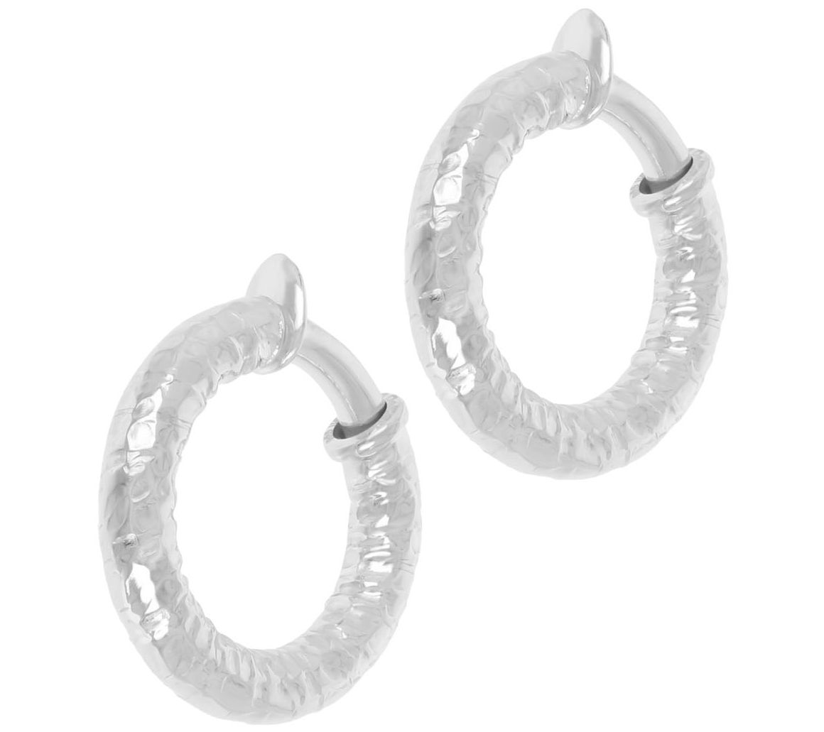 Louis Dell Olio Sterling Clip On Hammered Hoop Earrings Qvc Com