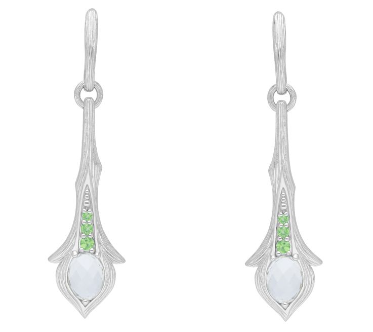 Ariva Sterling Silver Mint Quartz & Tsavorite Drop Earrings