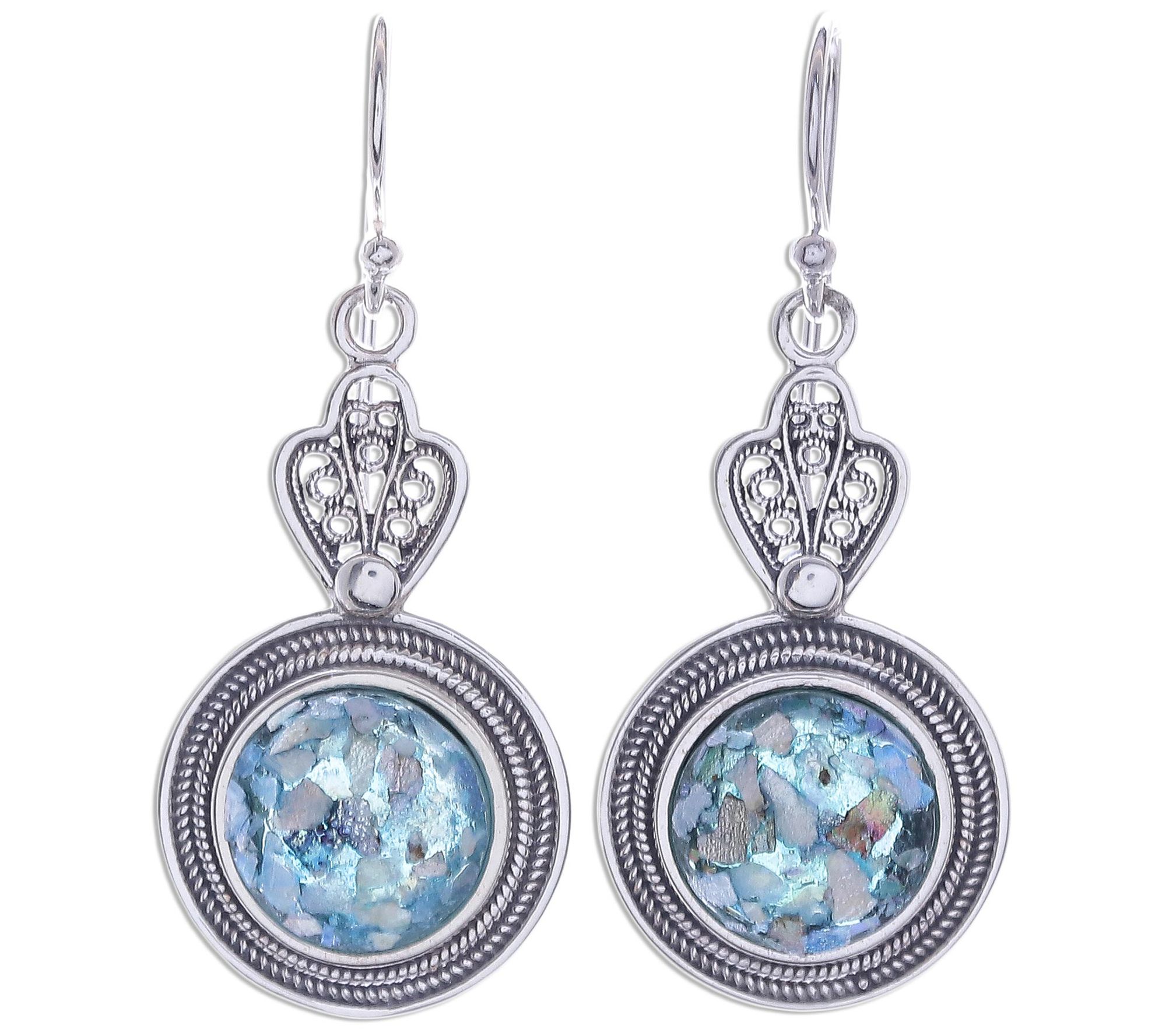 Novica Sterling Silver Roman Glass Earrings QVC