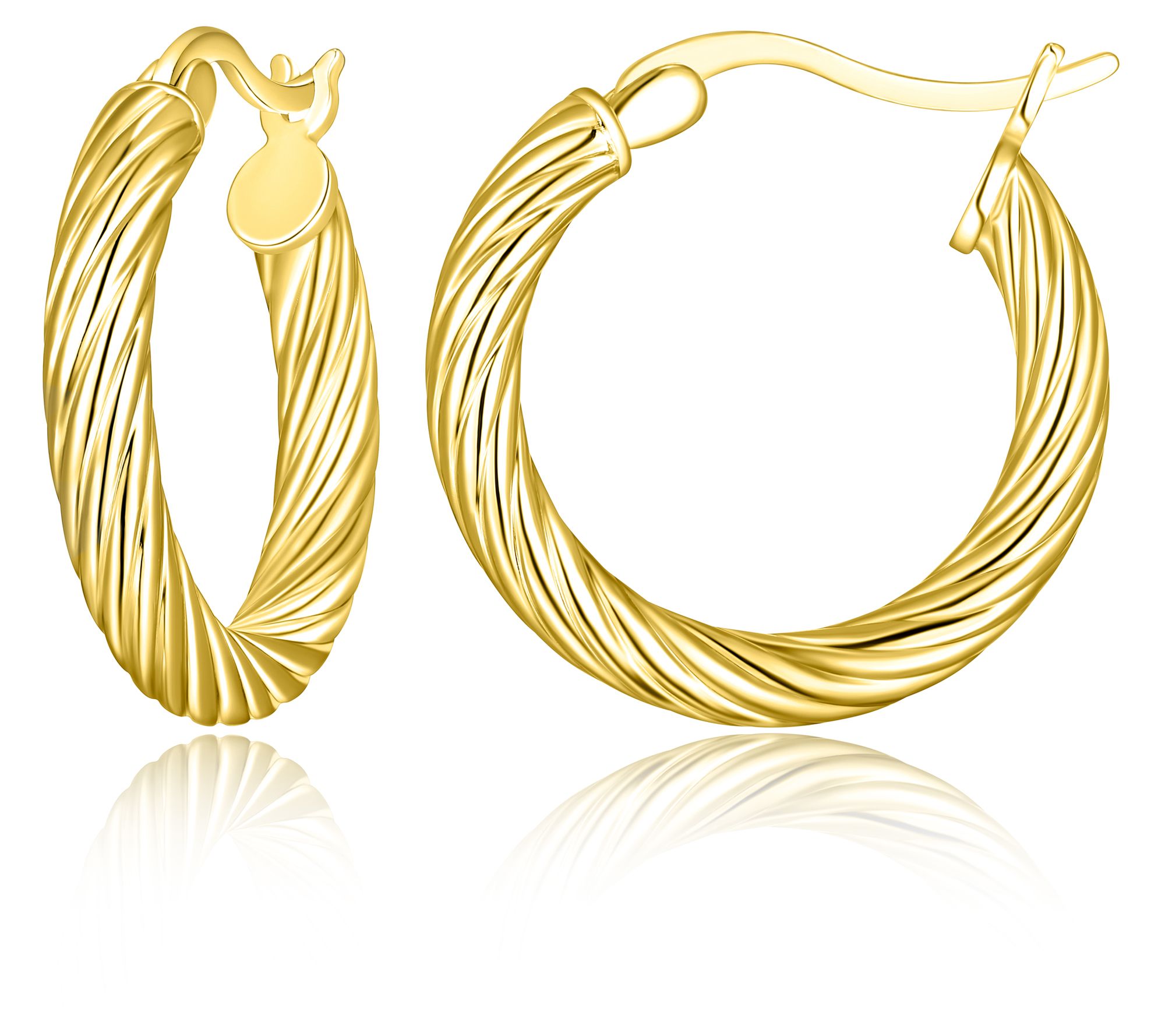 Silver Style 3/4" Twist Hoop Earrings, 18K Gold Clad