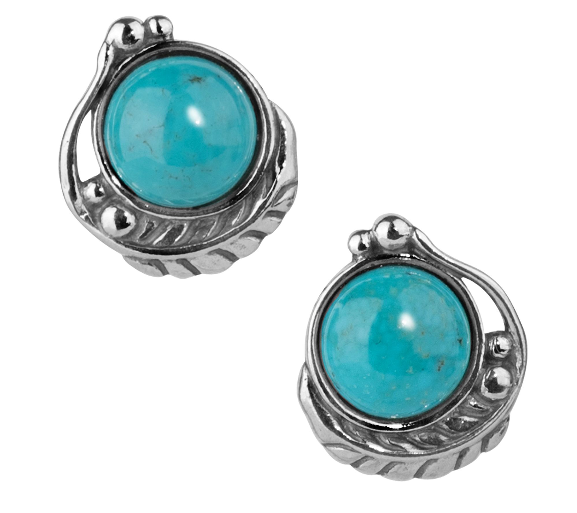 American West Classics Sterling Gemstone B utton Earrings