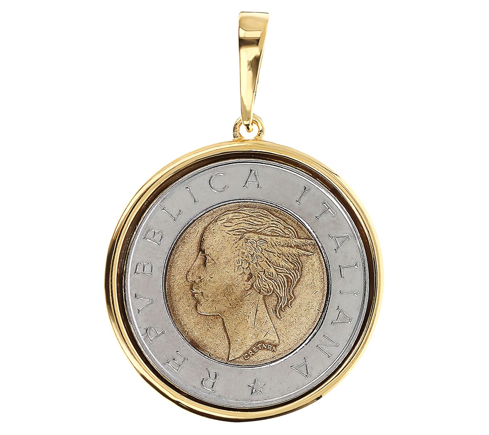 Ultrafine Silver 500 Lire Polished Coin Pendant
