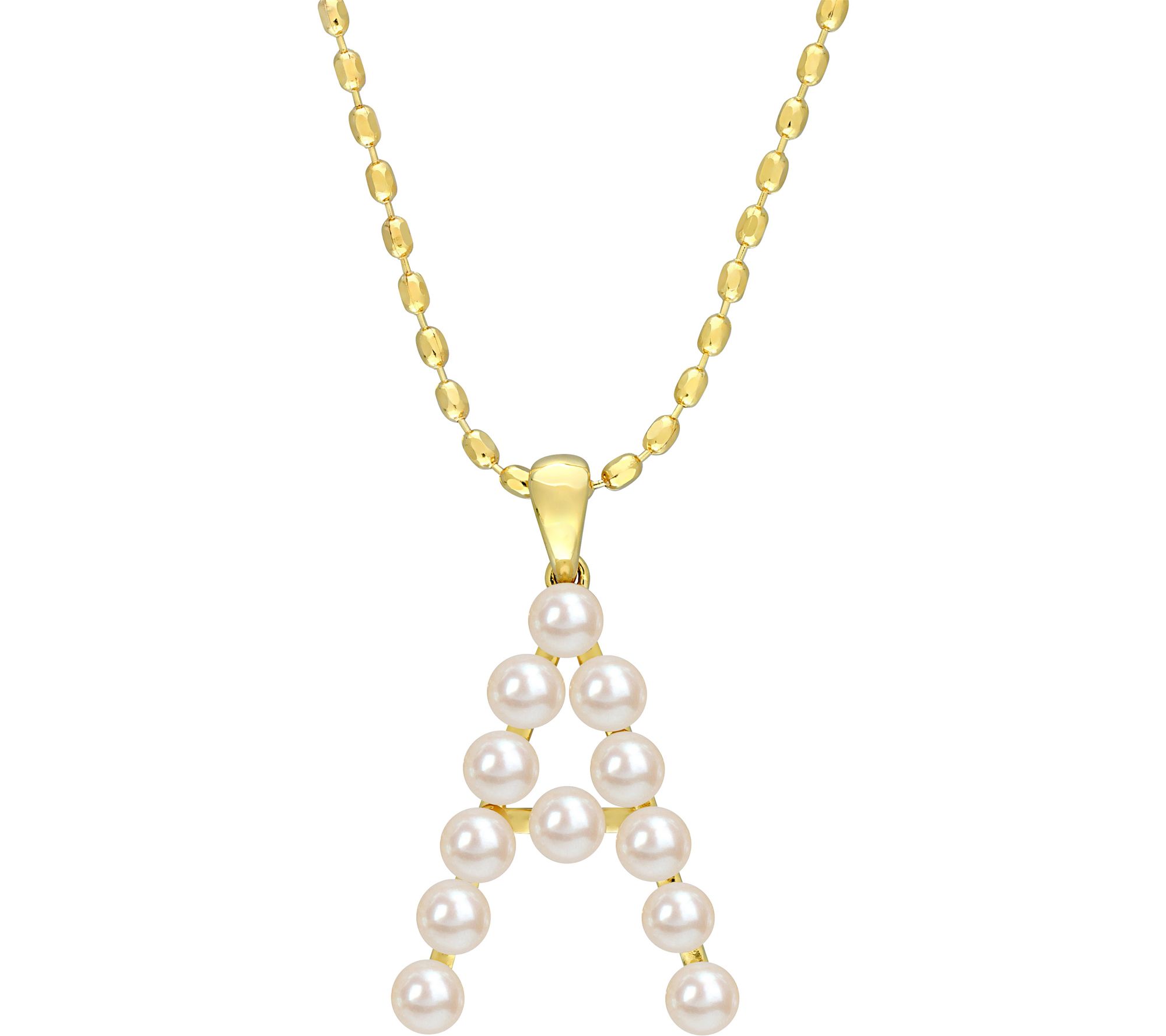 Affinity Cultured Pearl Initial Pendant w/ Chain, Sterling - QVC.com