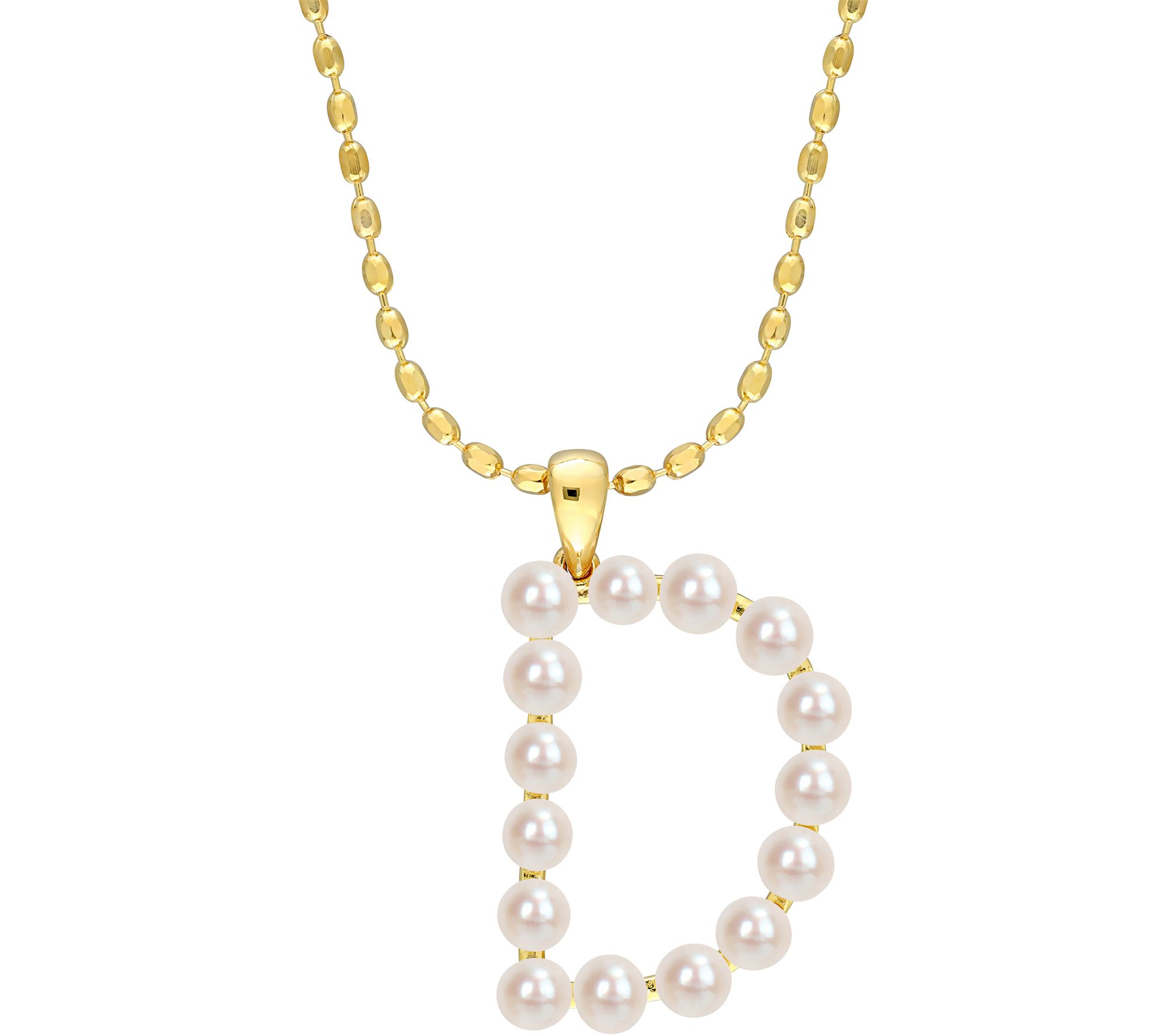 Affinity Cultured Pearl Initial Pendant w/ Chai n, Sterling