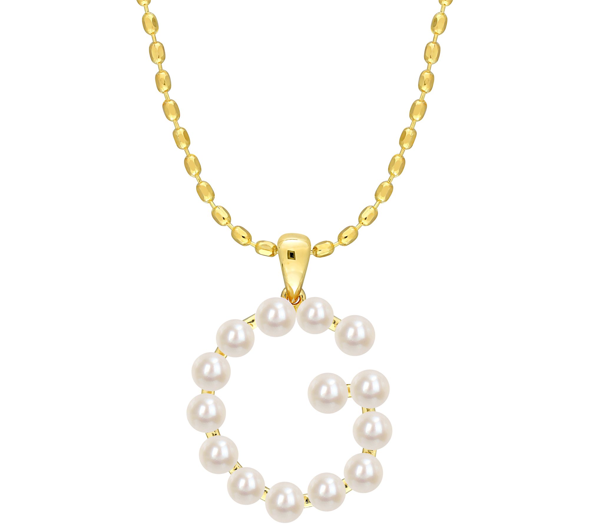 Affinity Cultured Pearl Initial Pendant w/ Chai n, Sterling