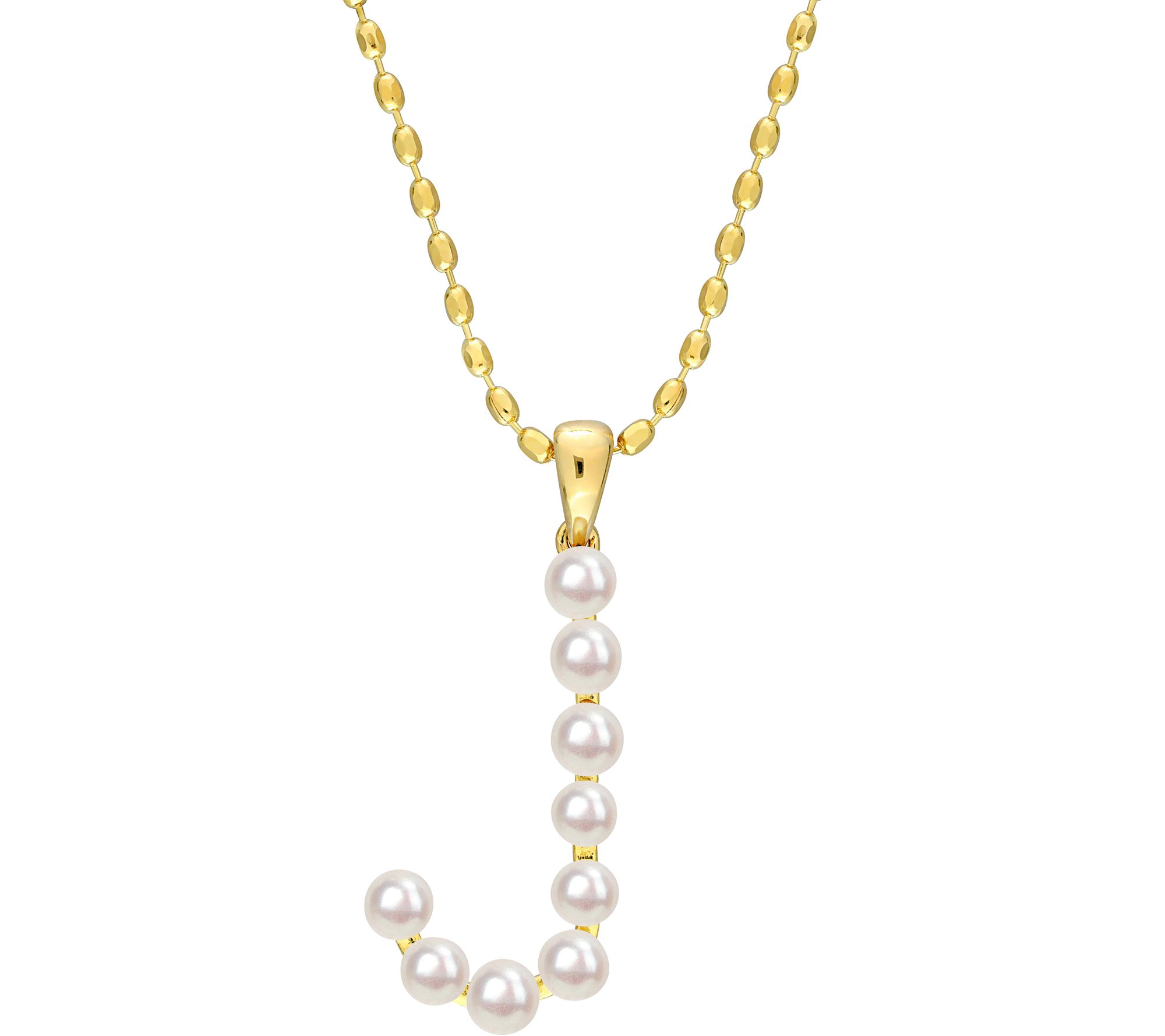 Affinity Cultured Pearl Initial Pendant w/ Chai n, Sterling