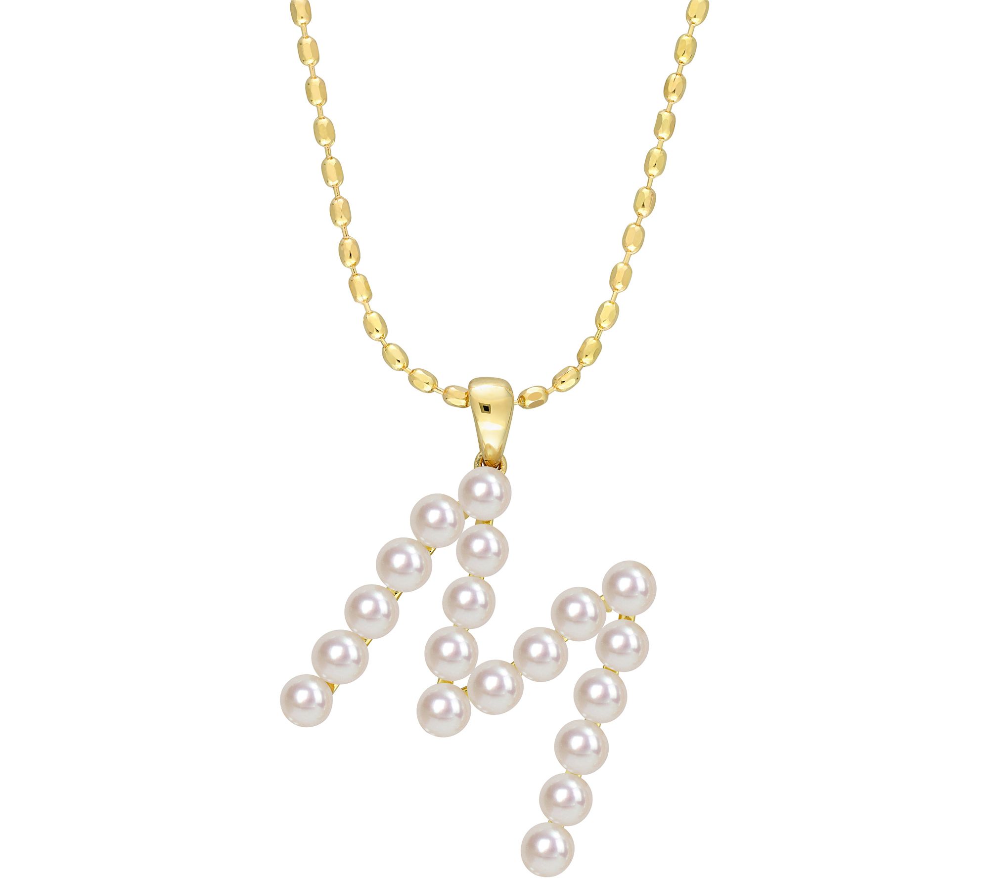 Affinity Cultured Pearl Initial Pendant w/ Chai n, Sterling