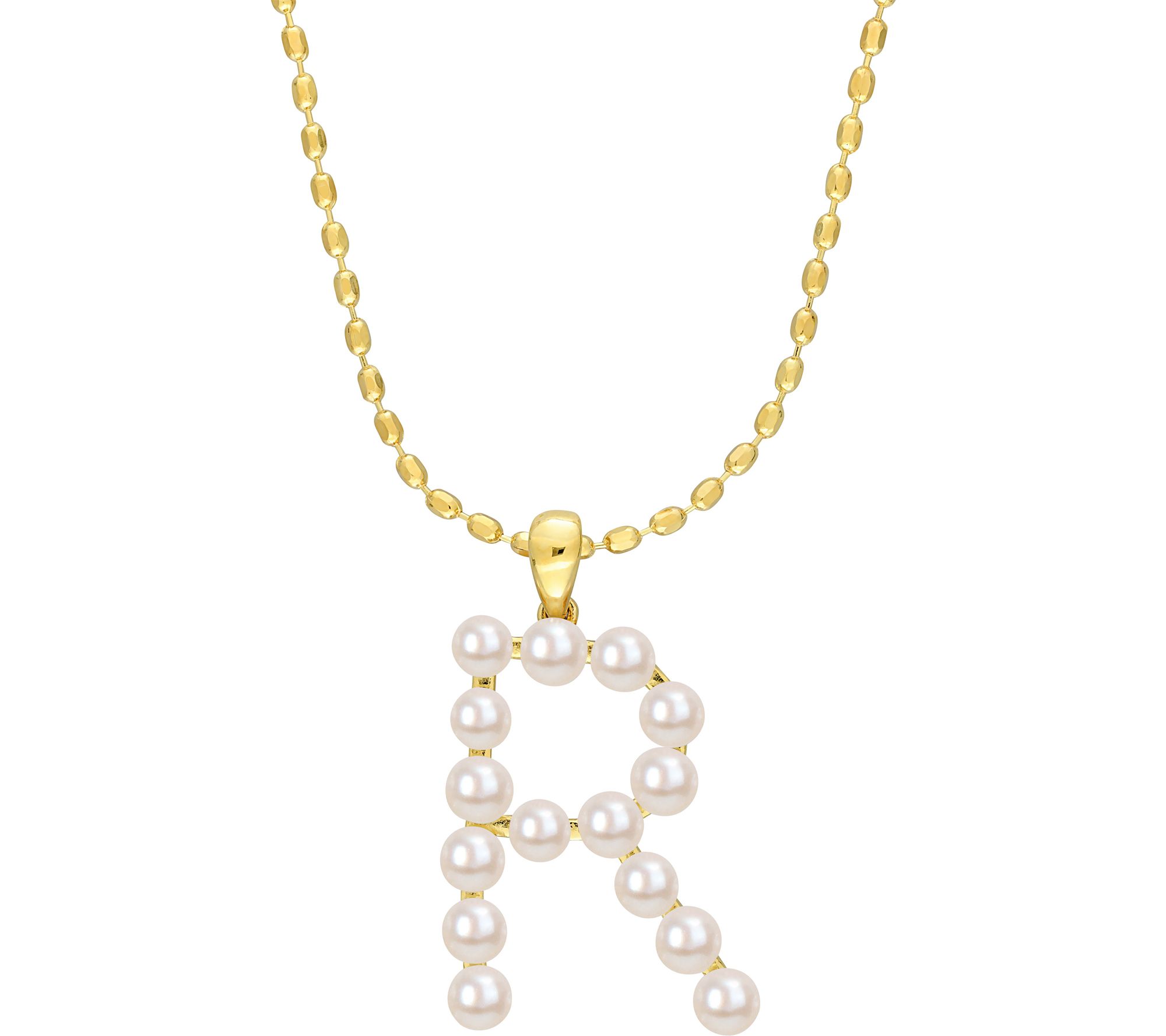 Affinity Cultured Pearl Initial Pendant w/ Chai n, Sterling