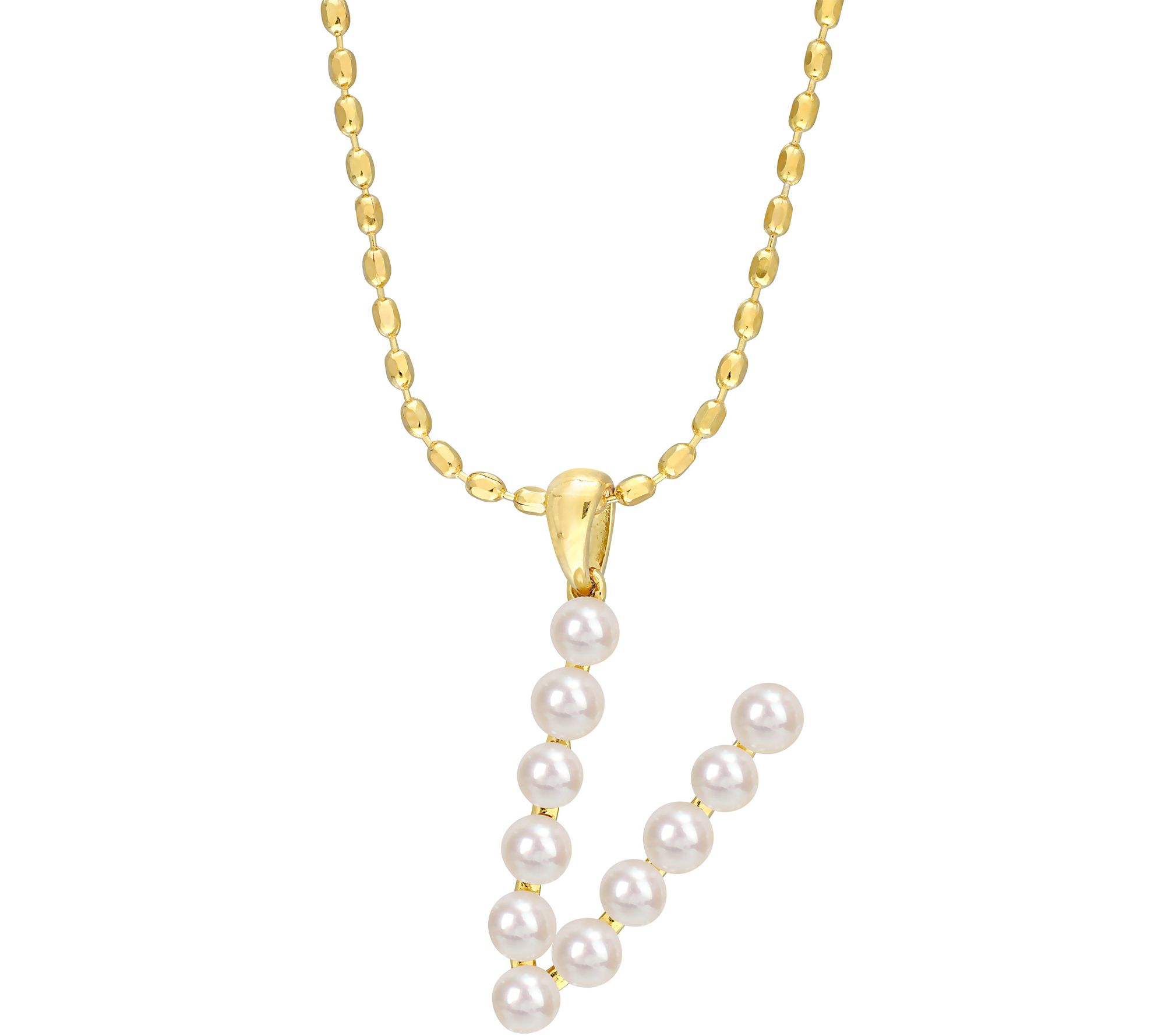 Affinity Cultured Pearl Initial Pendant w/ Chai n, Sterling