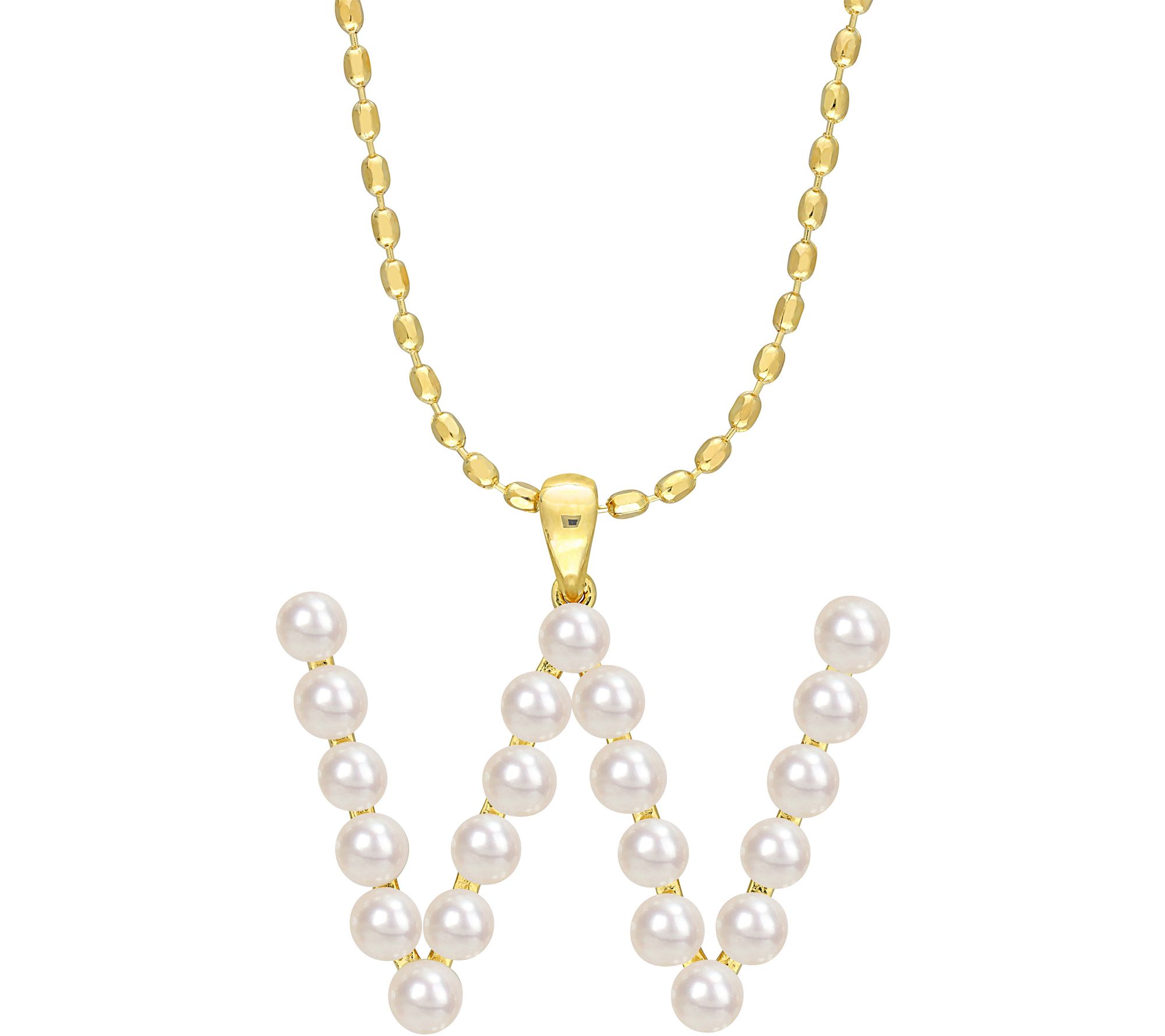 Affinity Cultured Pearl Initial Pendant w/ Chai n, Sterling