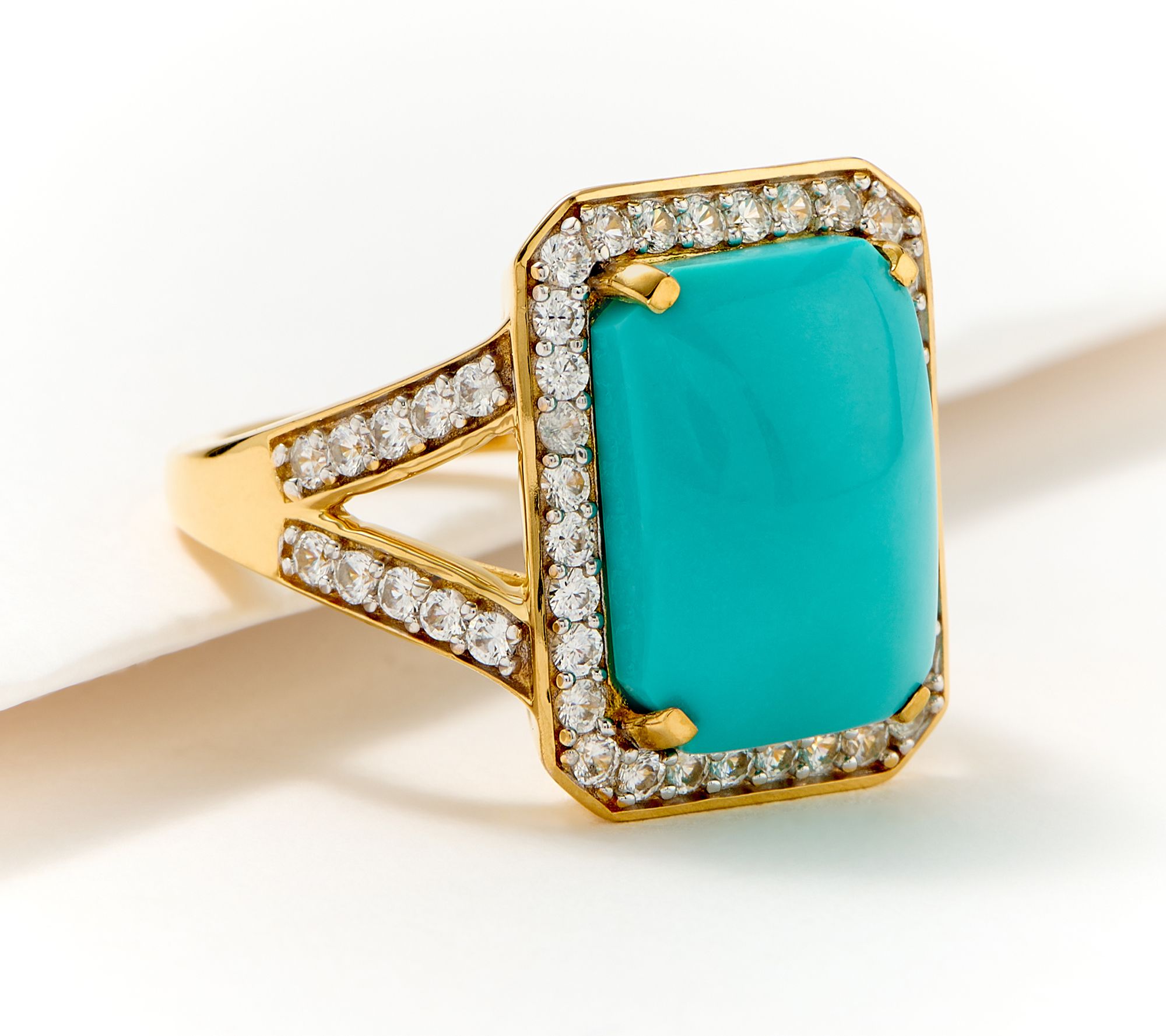 Affinity Gems Sleeping Beauty Turquoise & White Zircon Halo Ring, SS