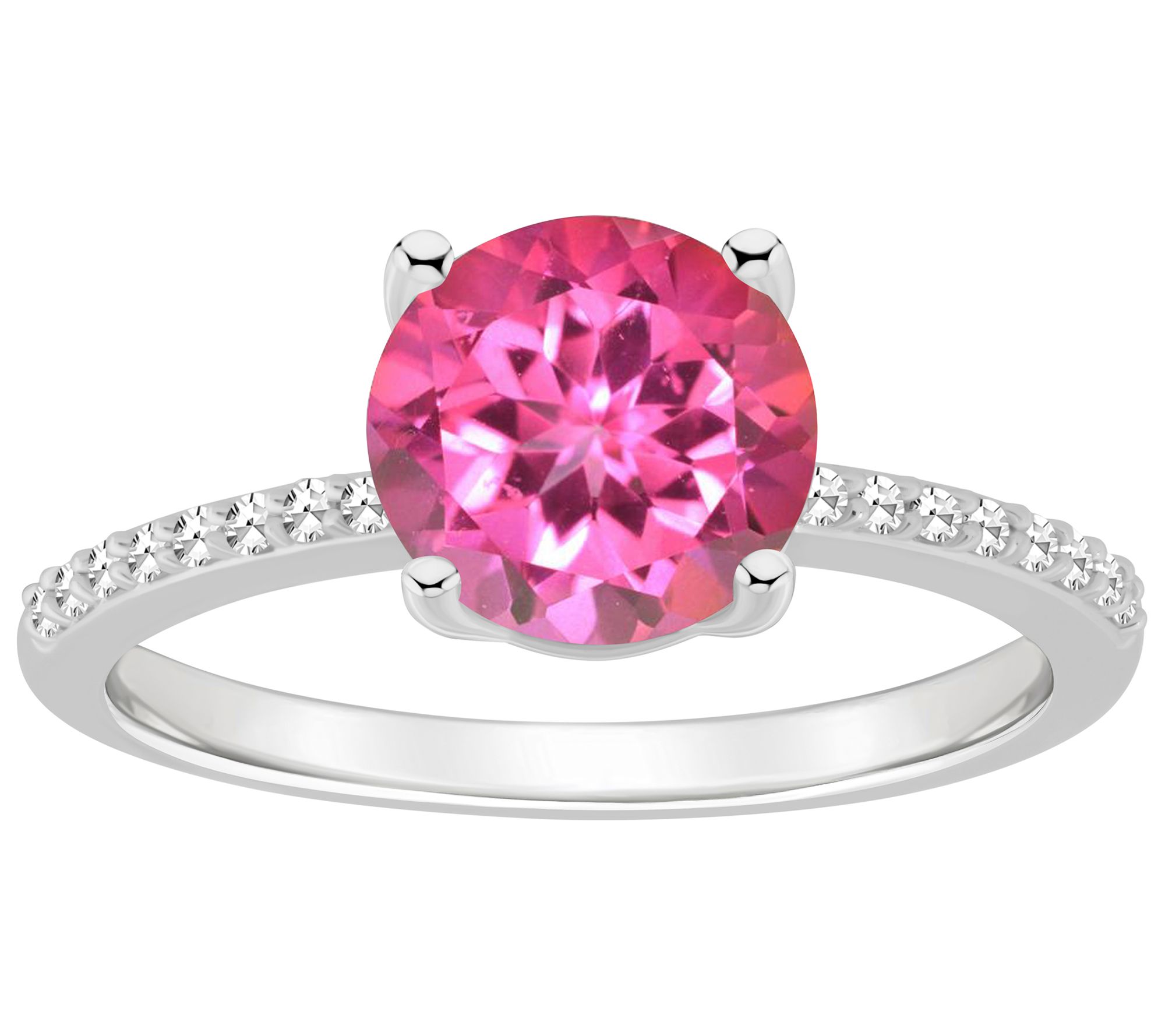 Affinity Gems Round Topaz & Diamond Ring, Sterling Silver