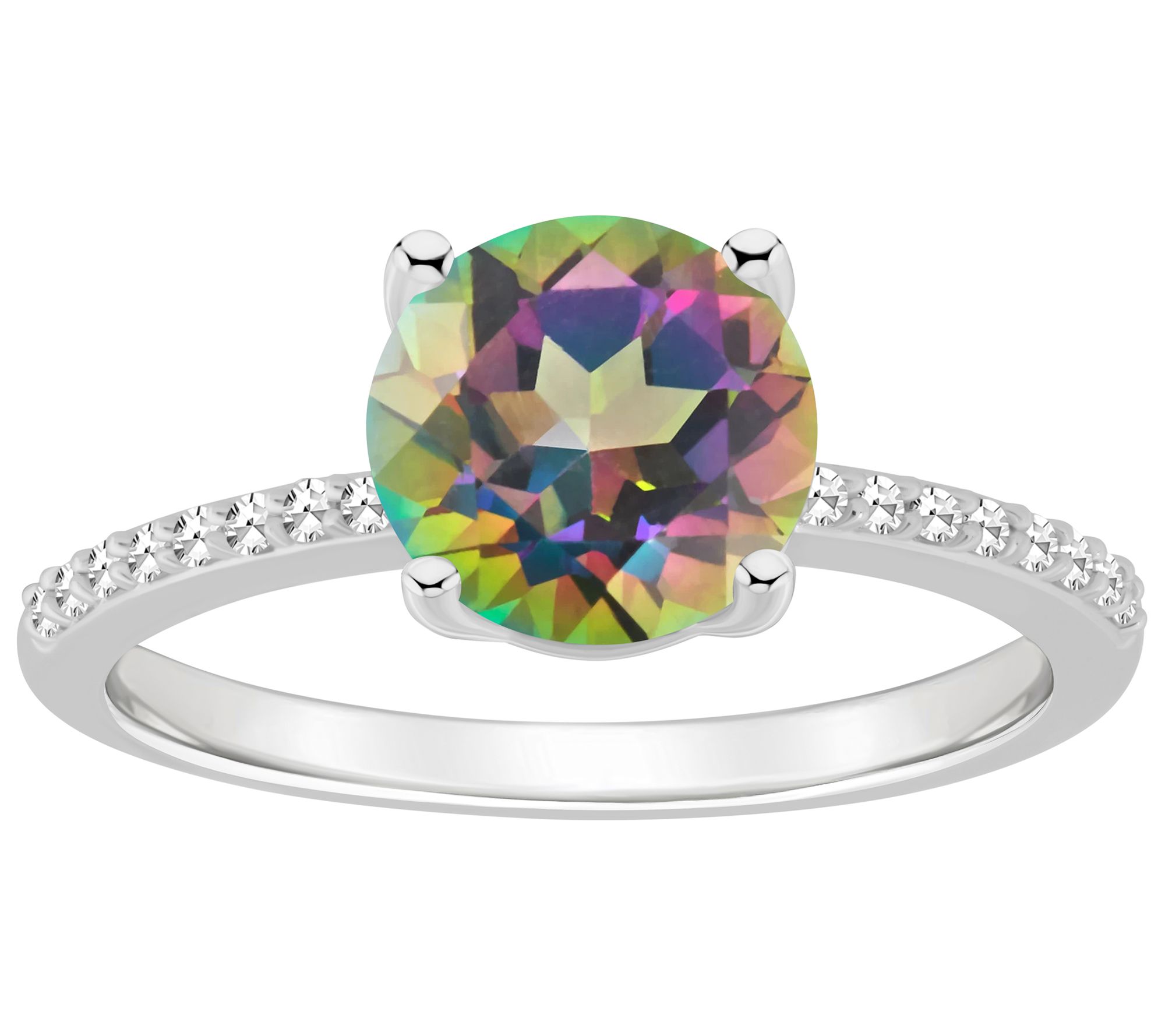 Affinity Gems Round Topaz & Diamond Ring, Sterling Silver