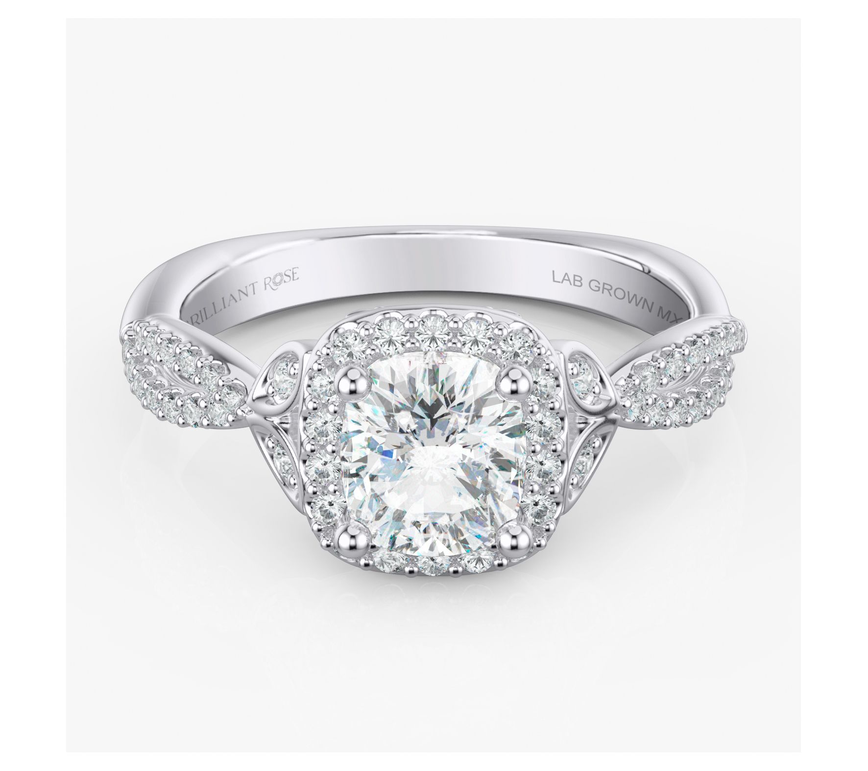  Brilliant Rose 1.85 cttw Lab-Grown Diamond Halo  Ring, 14K