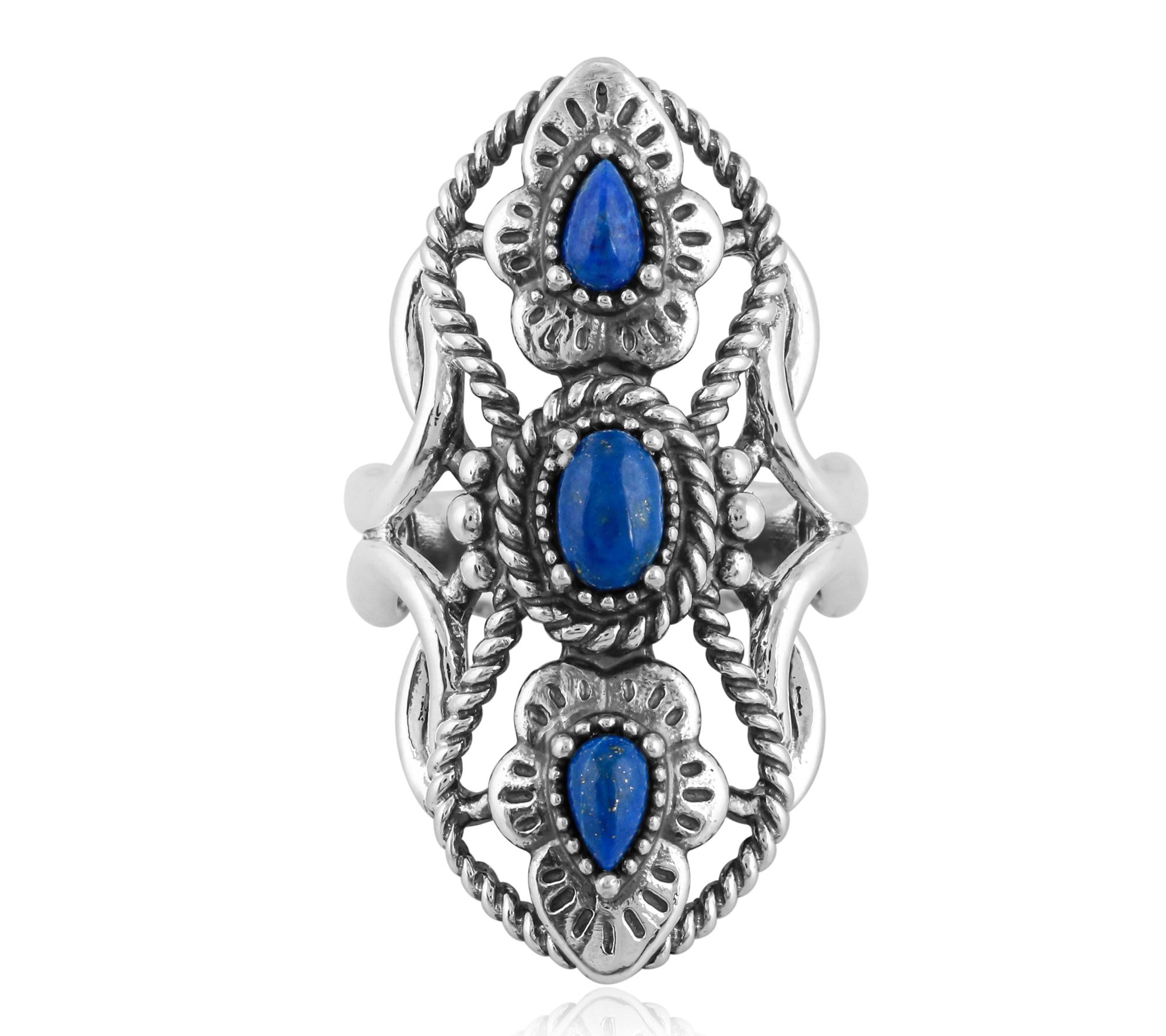 American West Sterling Silver Elongated Gemstone Ring