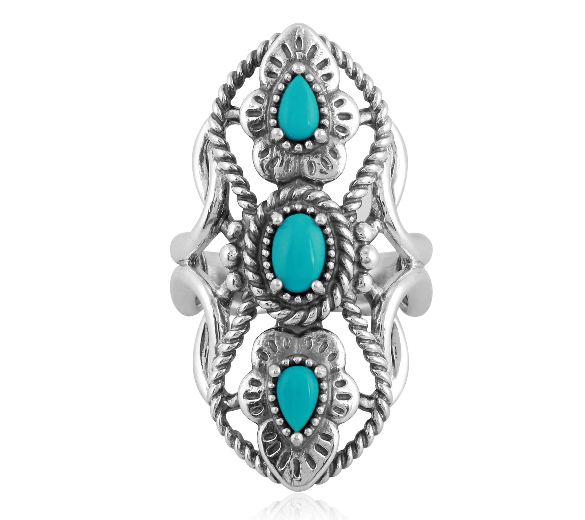 American West Sterling Silver Elongated Gemstone Ring