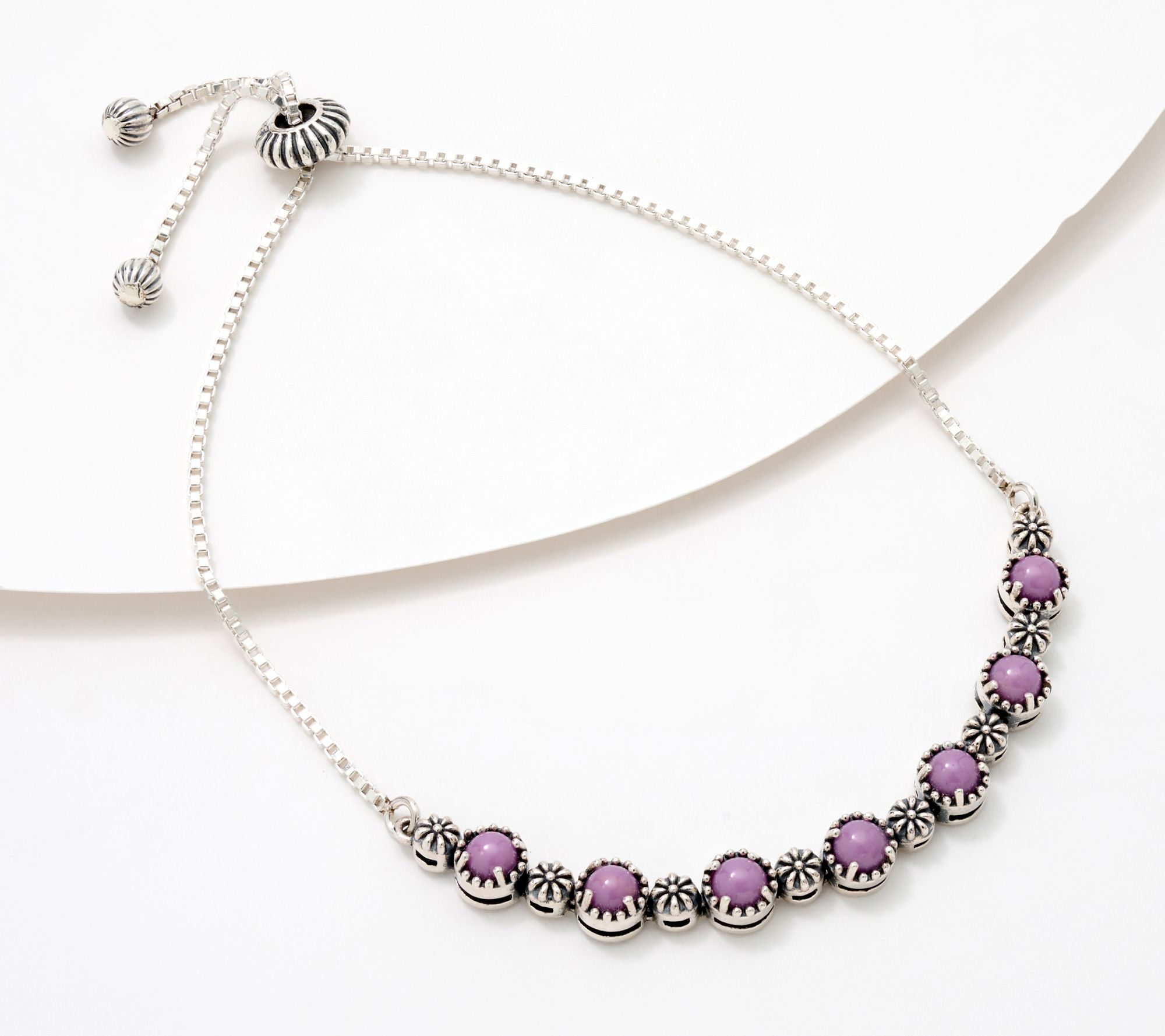 American West Sterling Silver Friendship Gemstone Adj. Bracelet