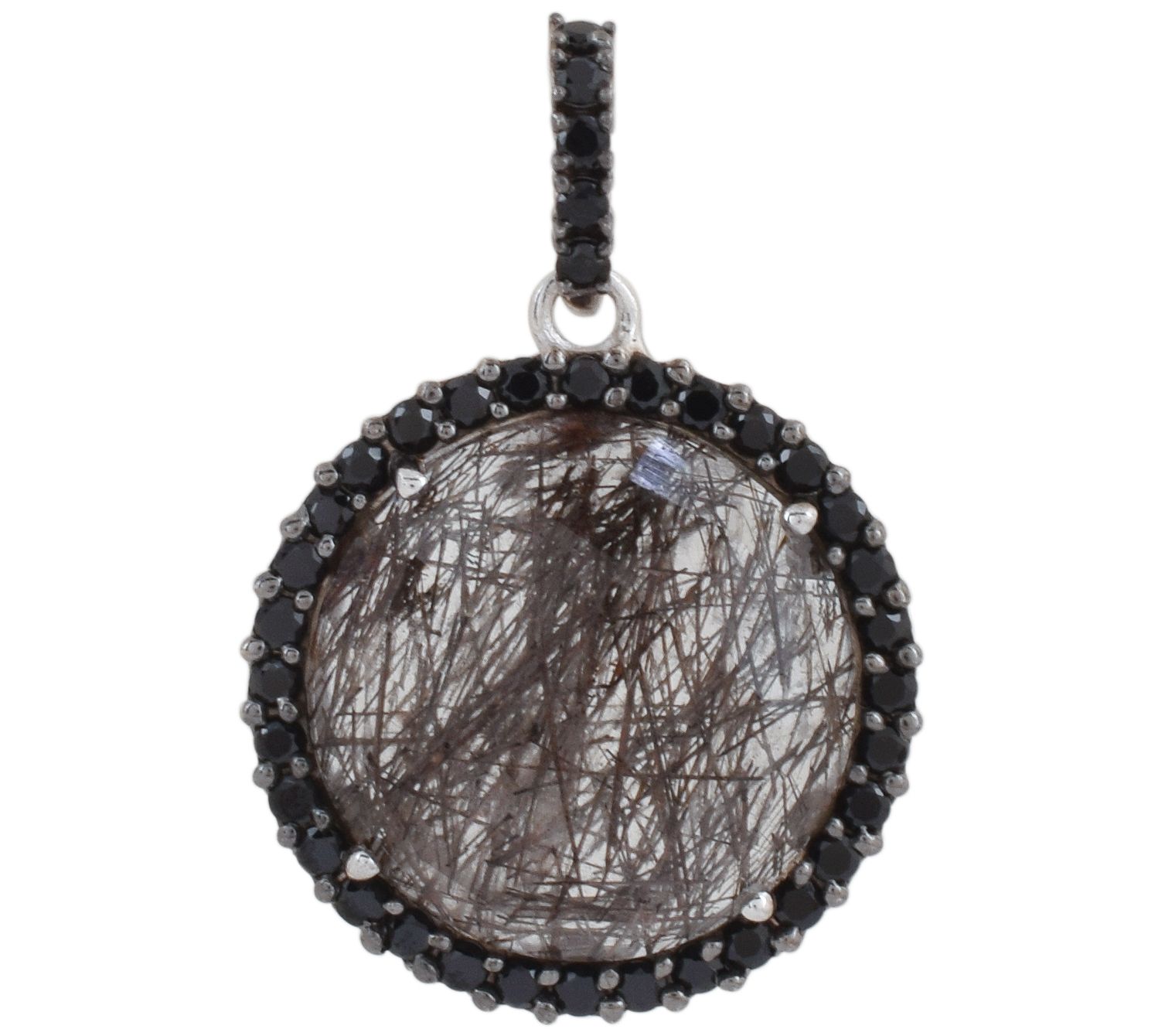 Affinity Gems Spinel & Black Rutile Quartz Pendant, Sterling