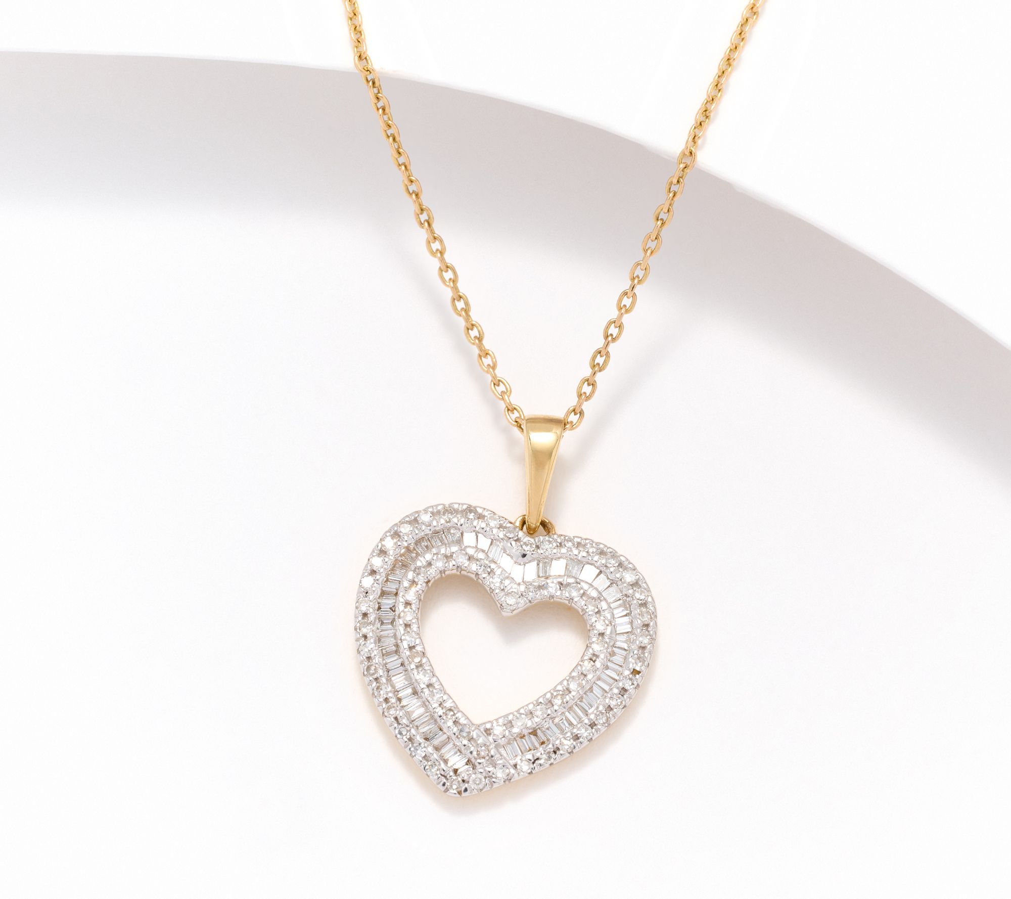 Affinity Diamonds 0.25cttw Mixed Cut Heart 18" Necklace, 14K