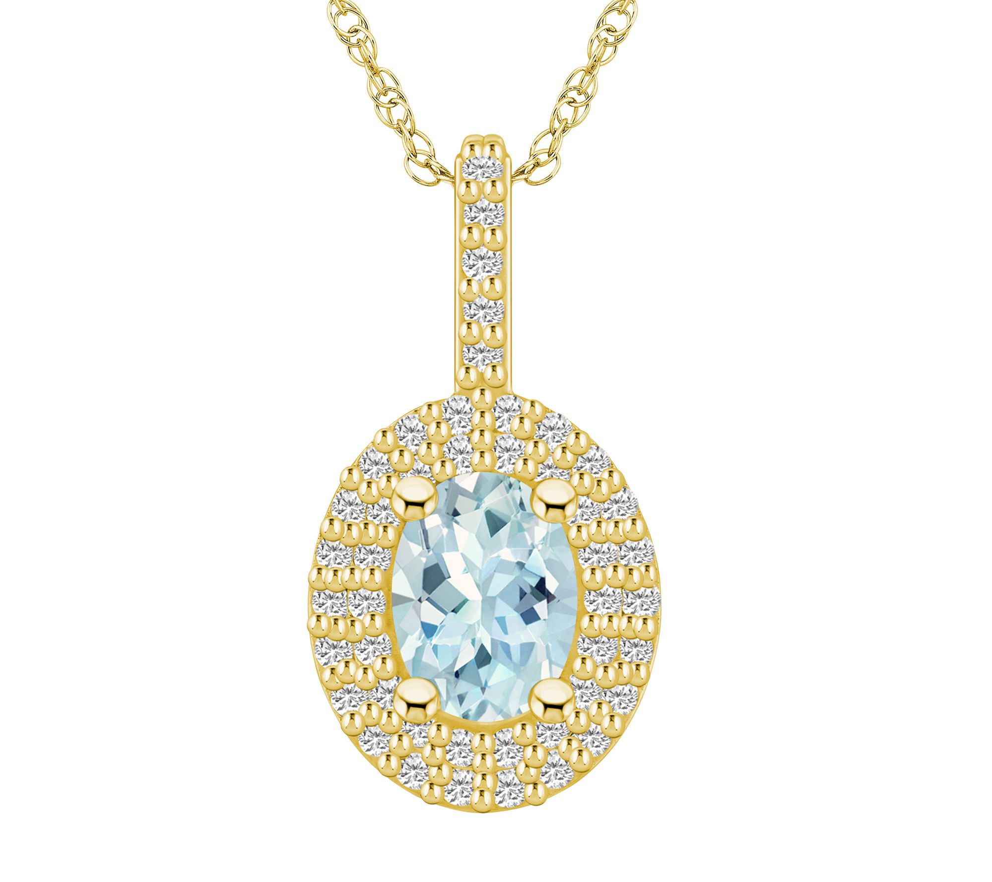 Affinity Gems Oval Gemstone & Diamond Halo Necklace, 14K Gold