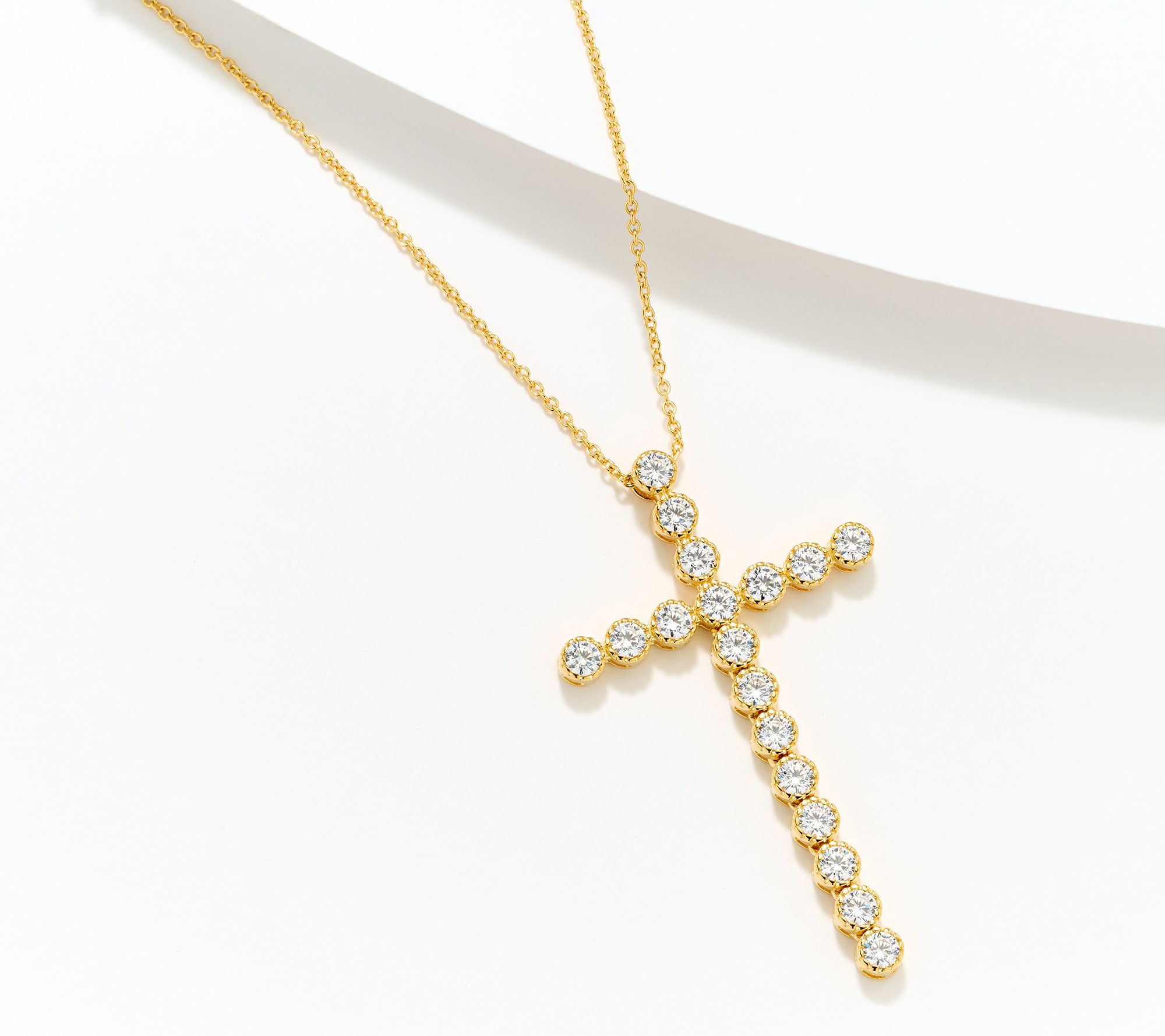 Diamonique x Jennifer Miller Flexible Cross Necklace, Sterling Silver