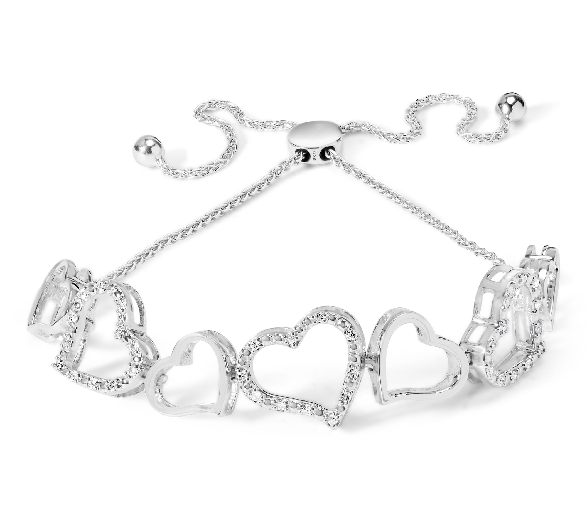 Haus of Brilliance 0.25 cttw Diamond Heart Bracelet, Sterling