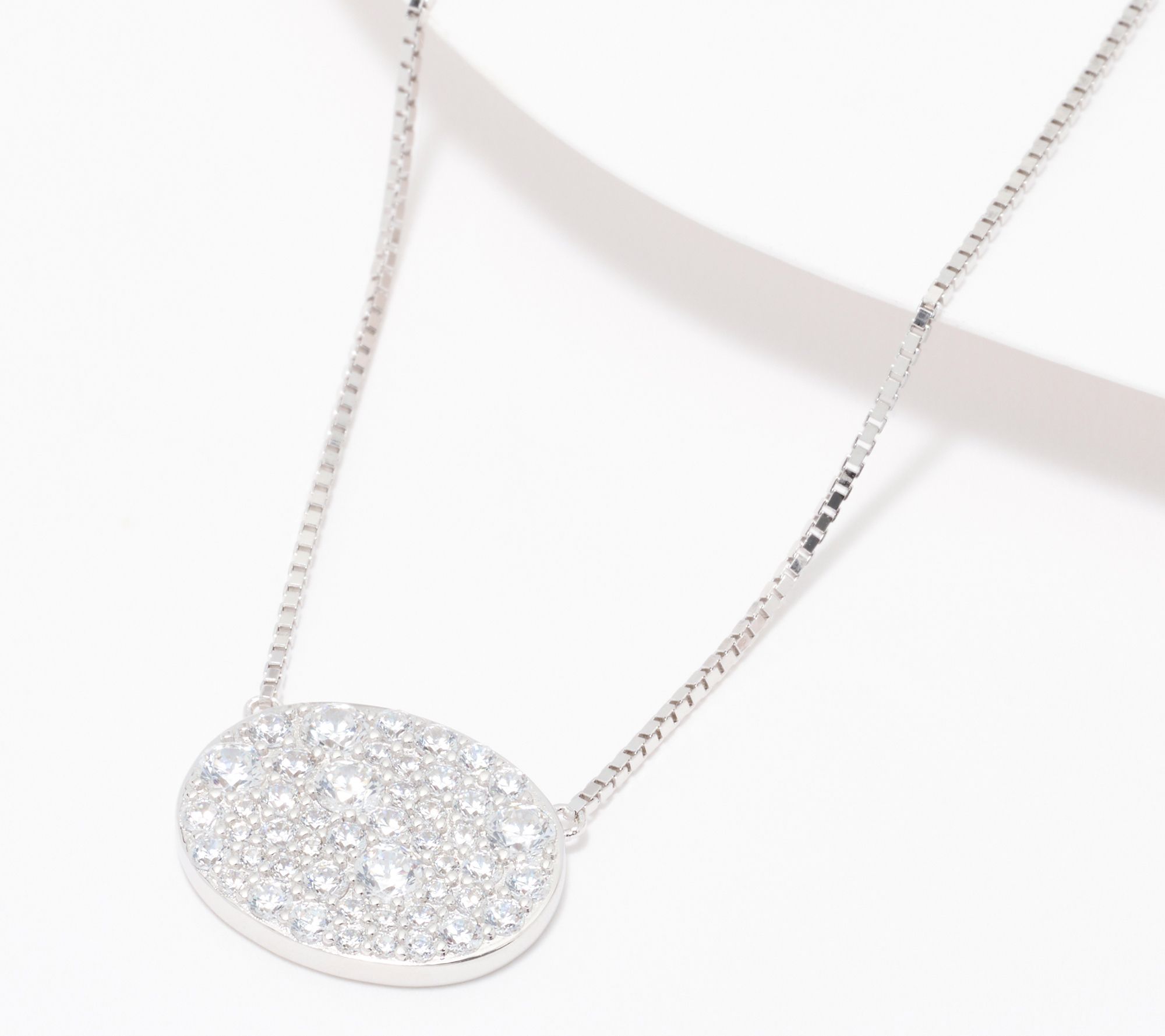 Diamonique x Kathy Levine Simplicity Oval Pendant with Chain, Sterl