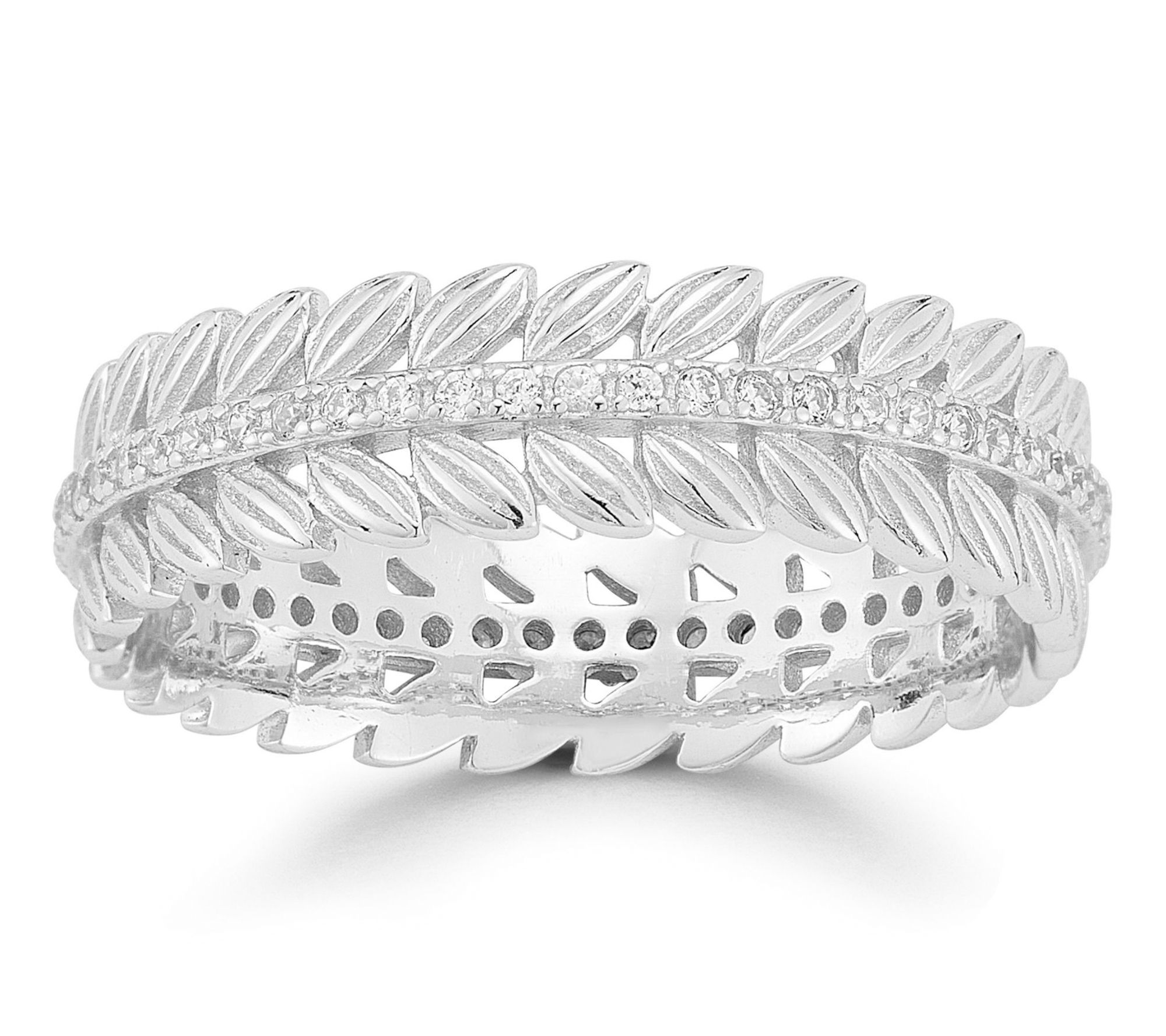 Sterlina Silver Pave Wreath Band Ring, Sterling