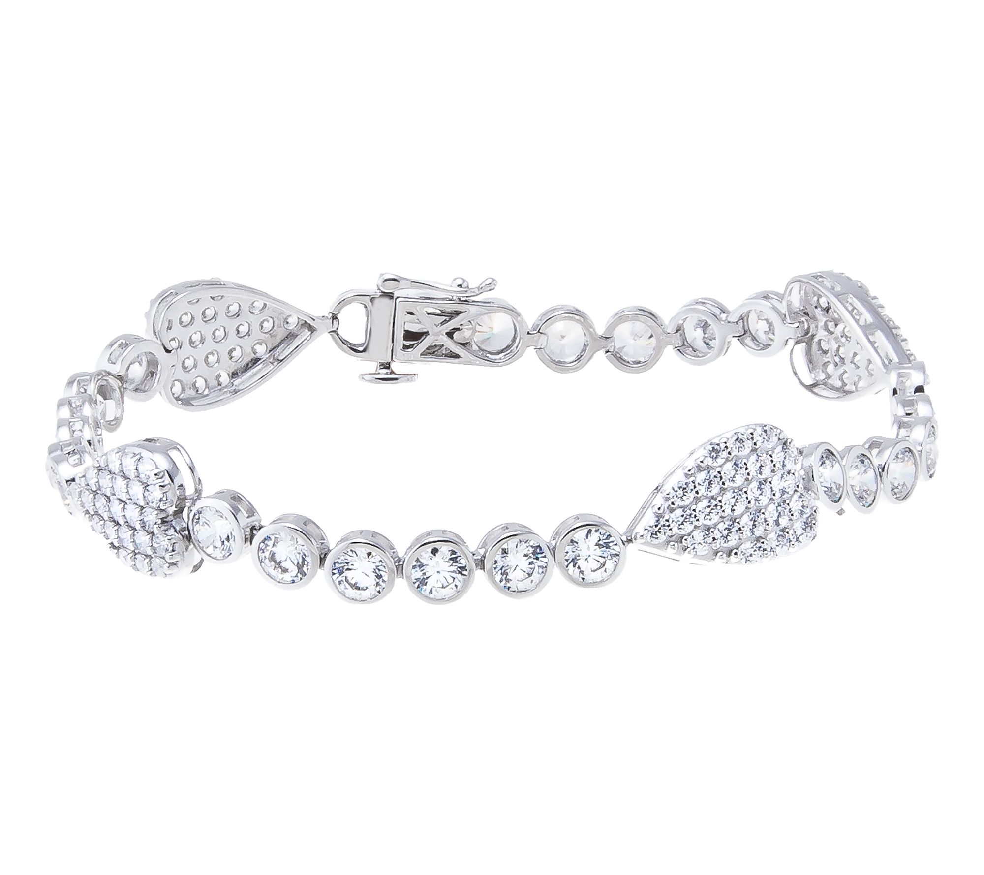 Diamonique x Jennifer Miller Pave Heart Bracelet, Sterling