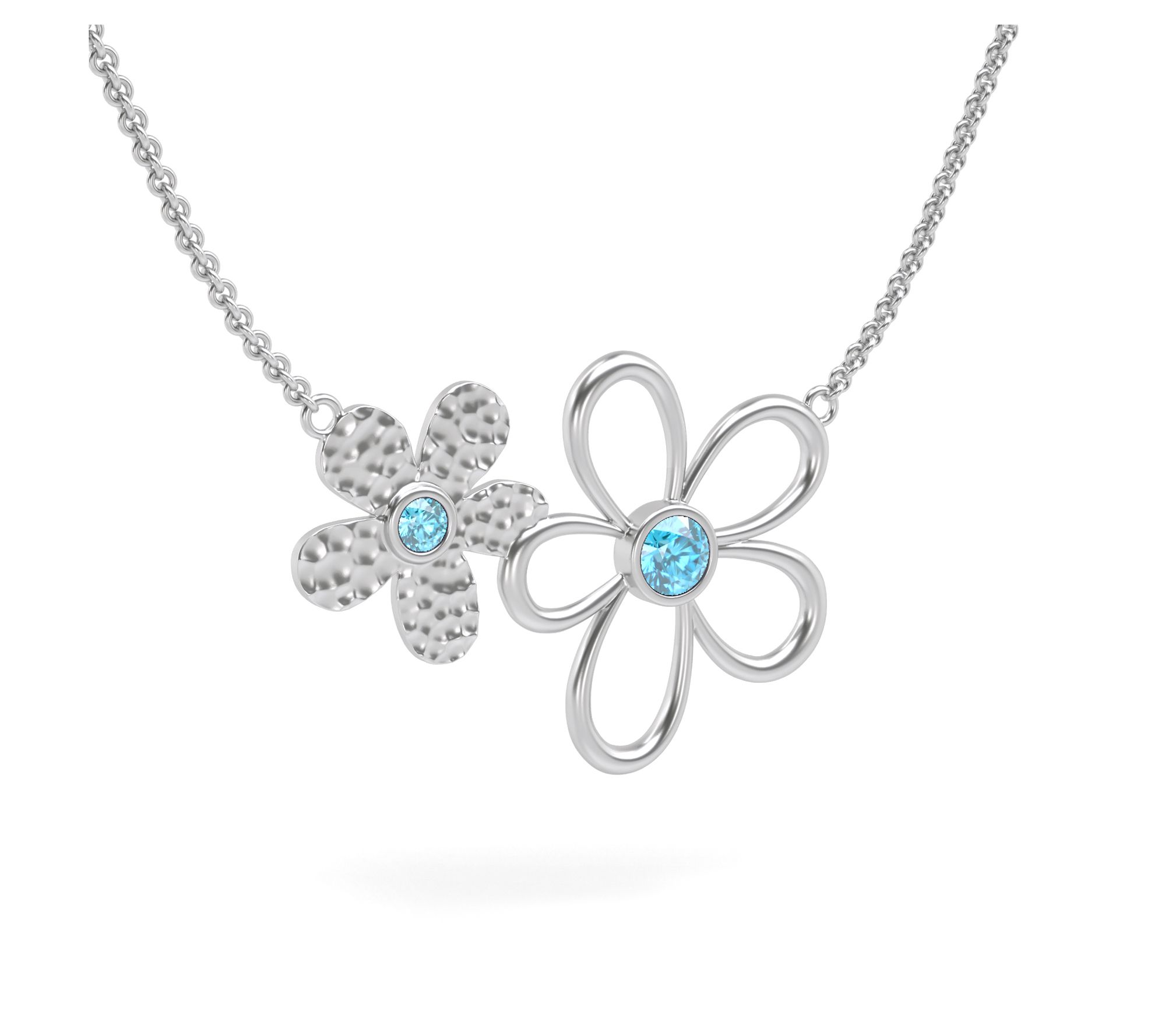 Or Paz Sterling Silver Gemstone Double Flower Necklace