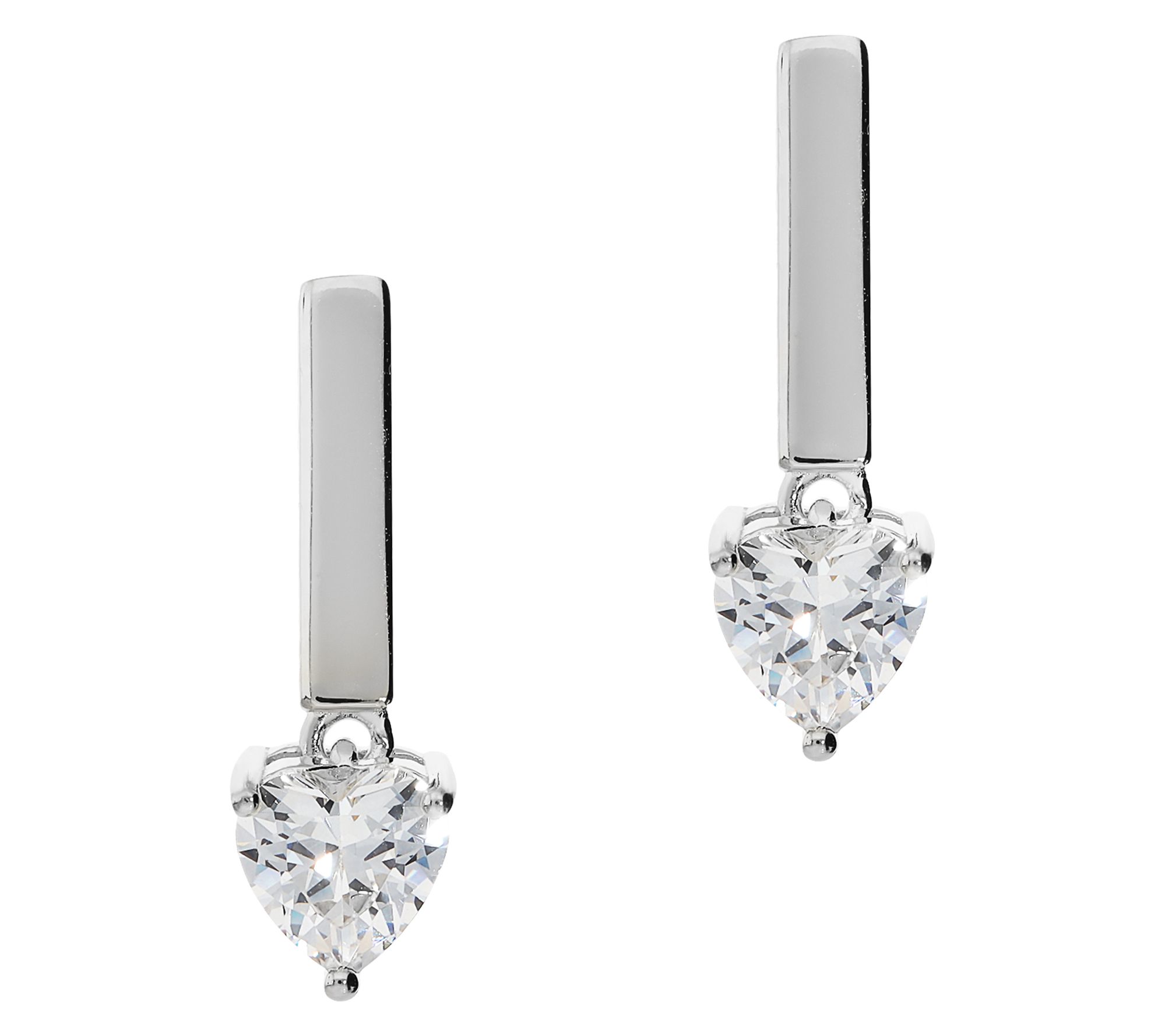 Diamonique 2.00 cttw Heart Cut Dangle Earrings,Sterling