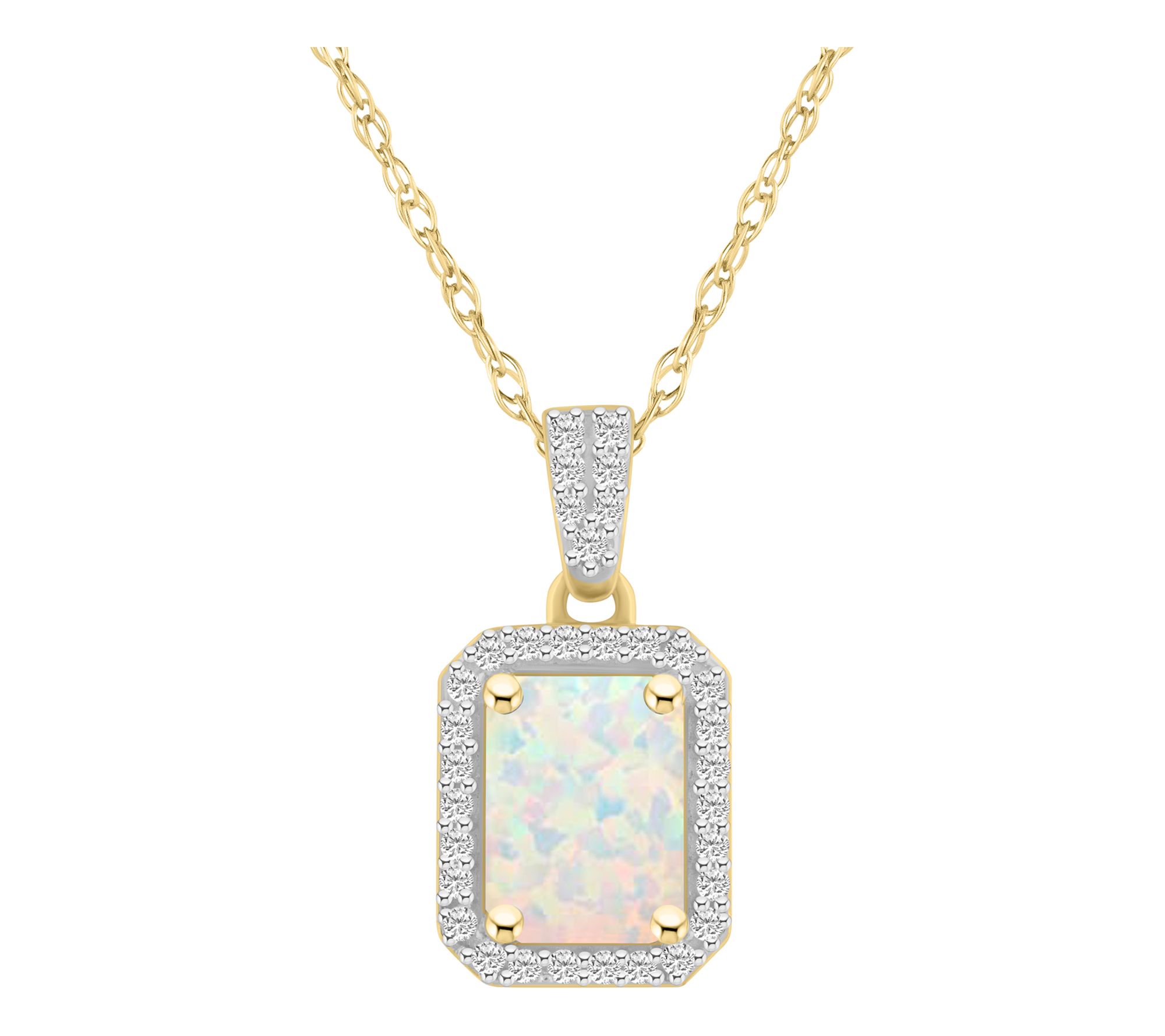 Affinity Gems Emerald Cut Created Gemstone Necklace, 10K Gold