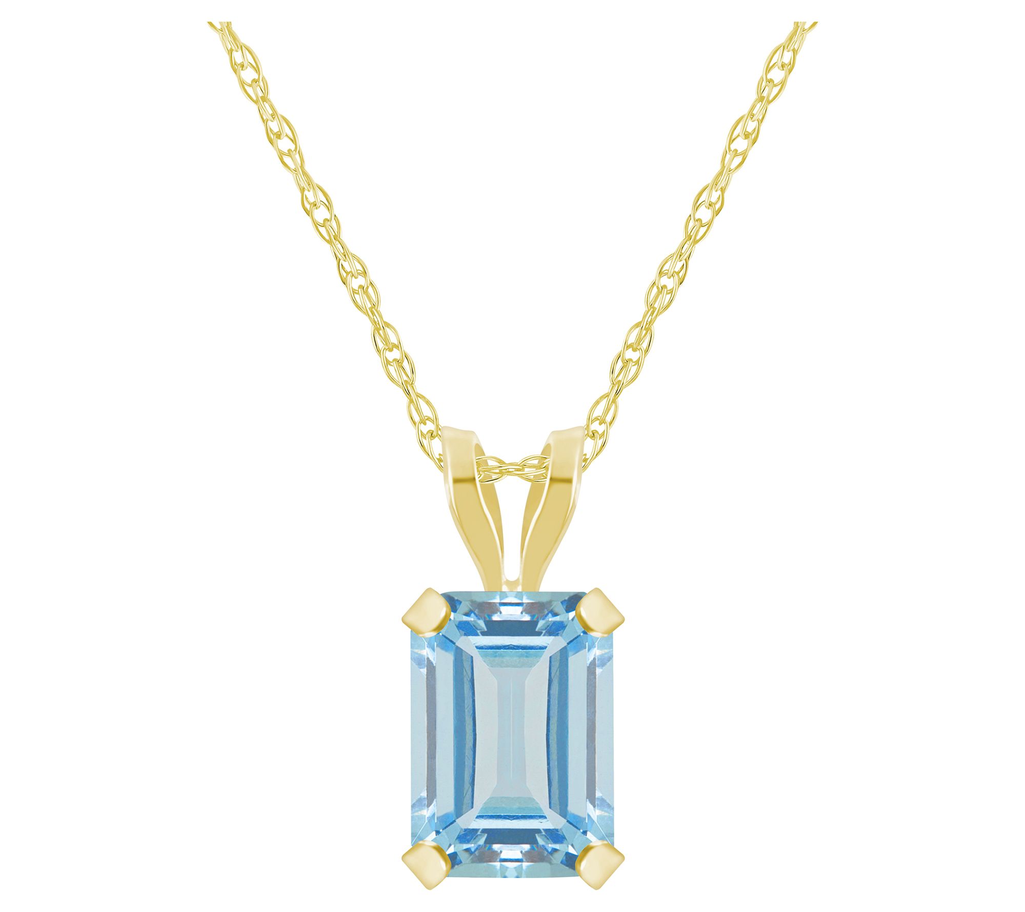 Affinity Gems Emerald Cut Gemstone Necklace, 10K Gold