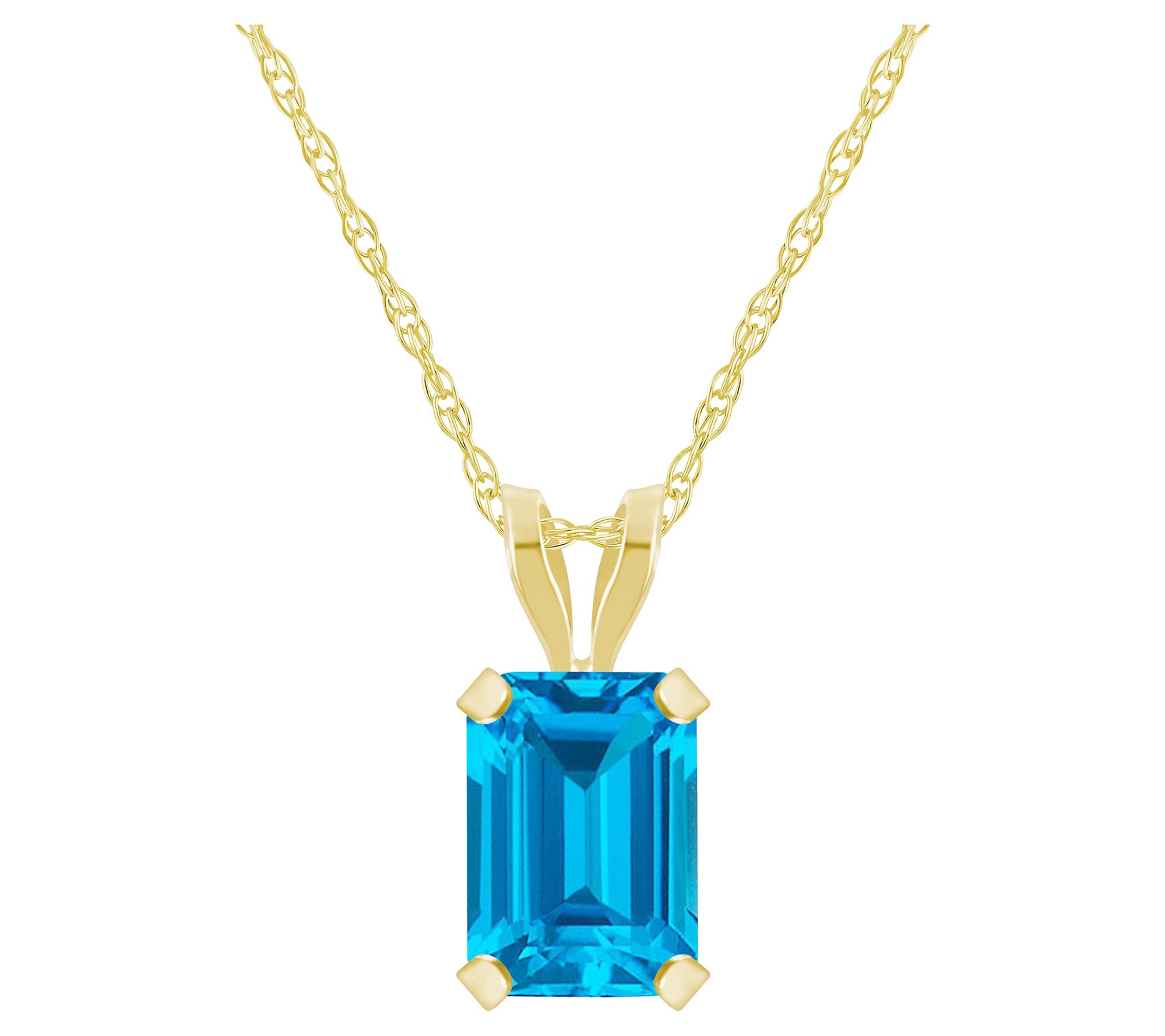 Affinity Gems Emerald Cut Gemstone Necklace, 10K Gold