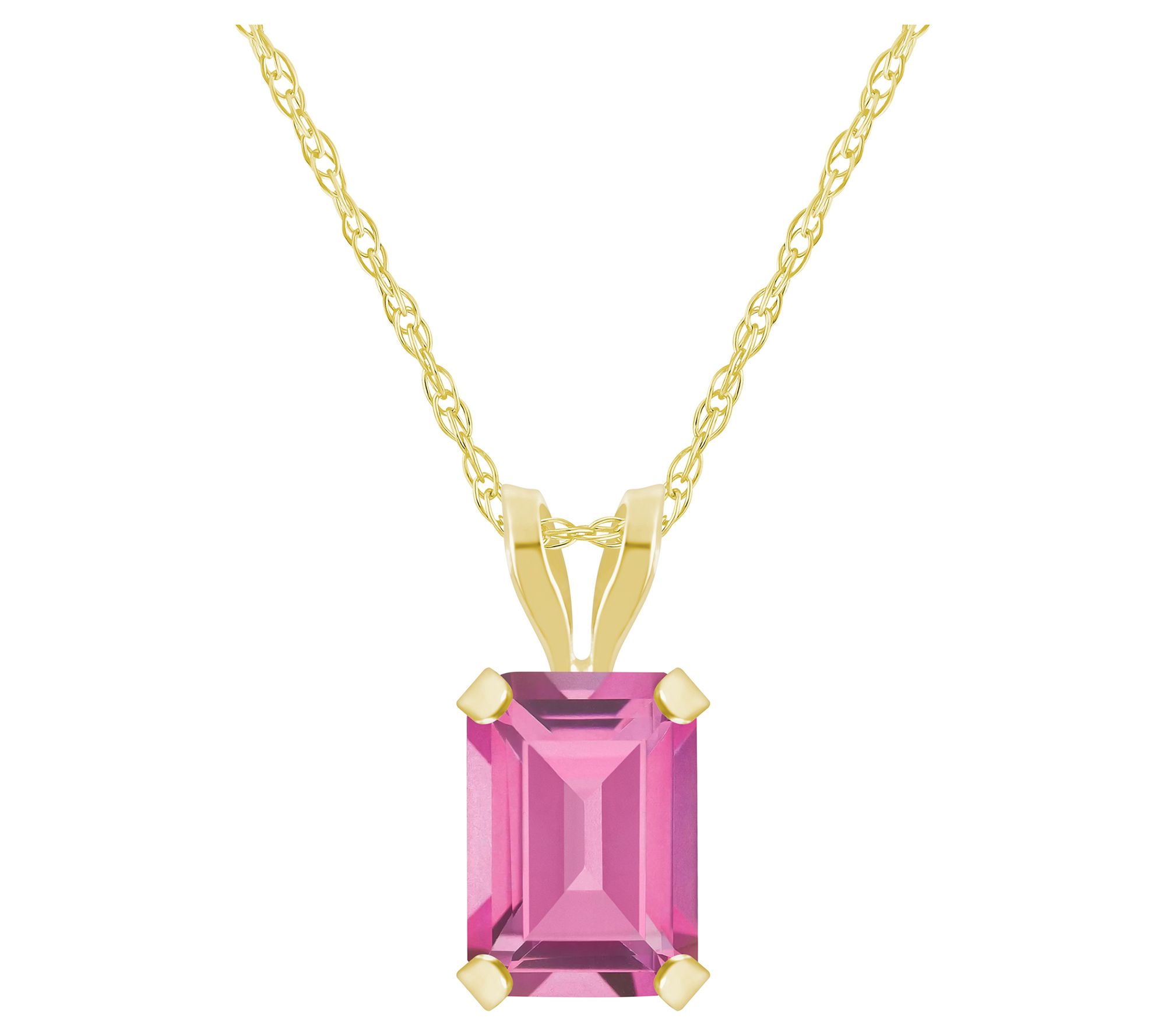 Affinity Gems Emerald Cut Gemstone Necklace, 10 K Gold