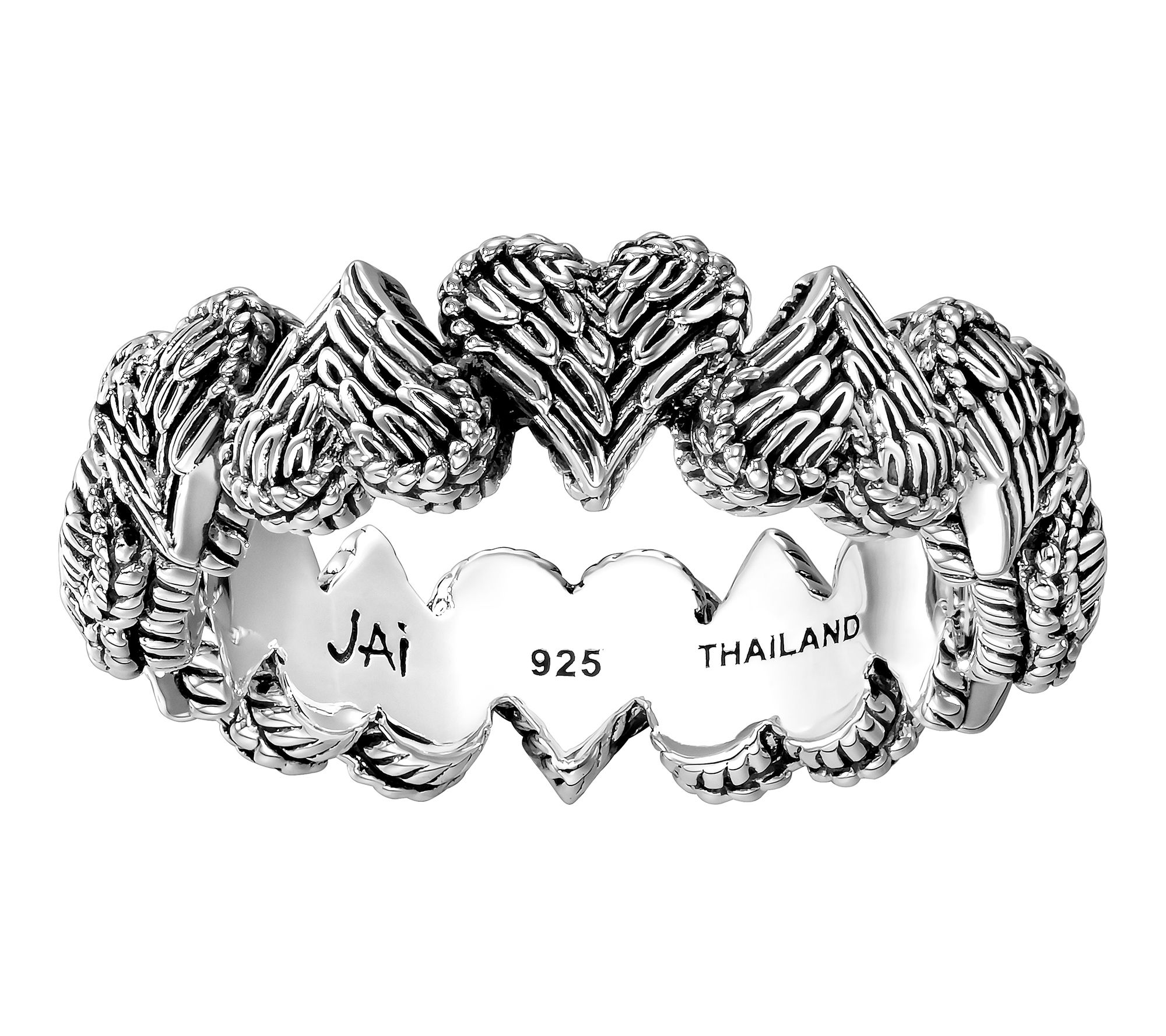 JAI Sterling Silver Symbols of Love Band Ring