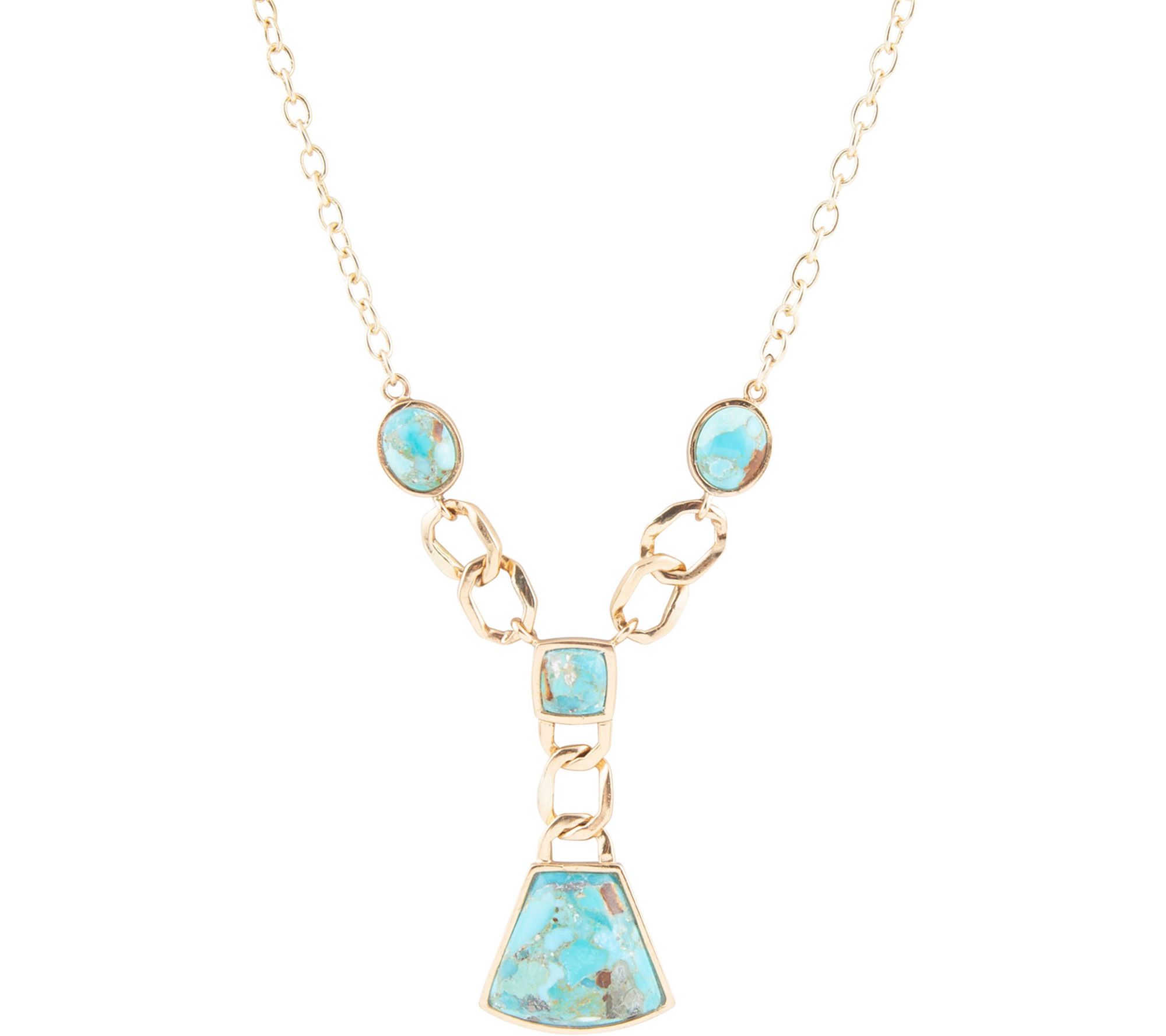 Barse Artisan Crafted Bronze Athena Turquoise YNecklace