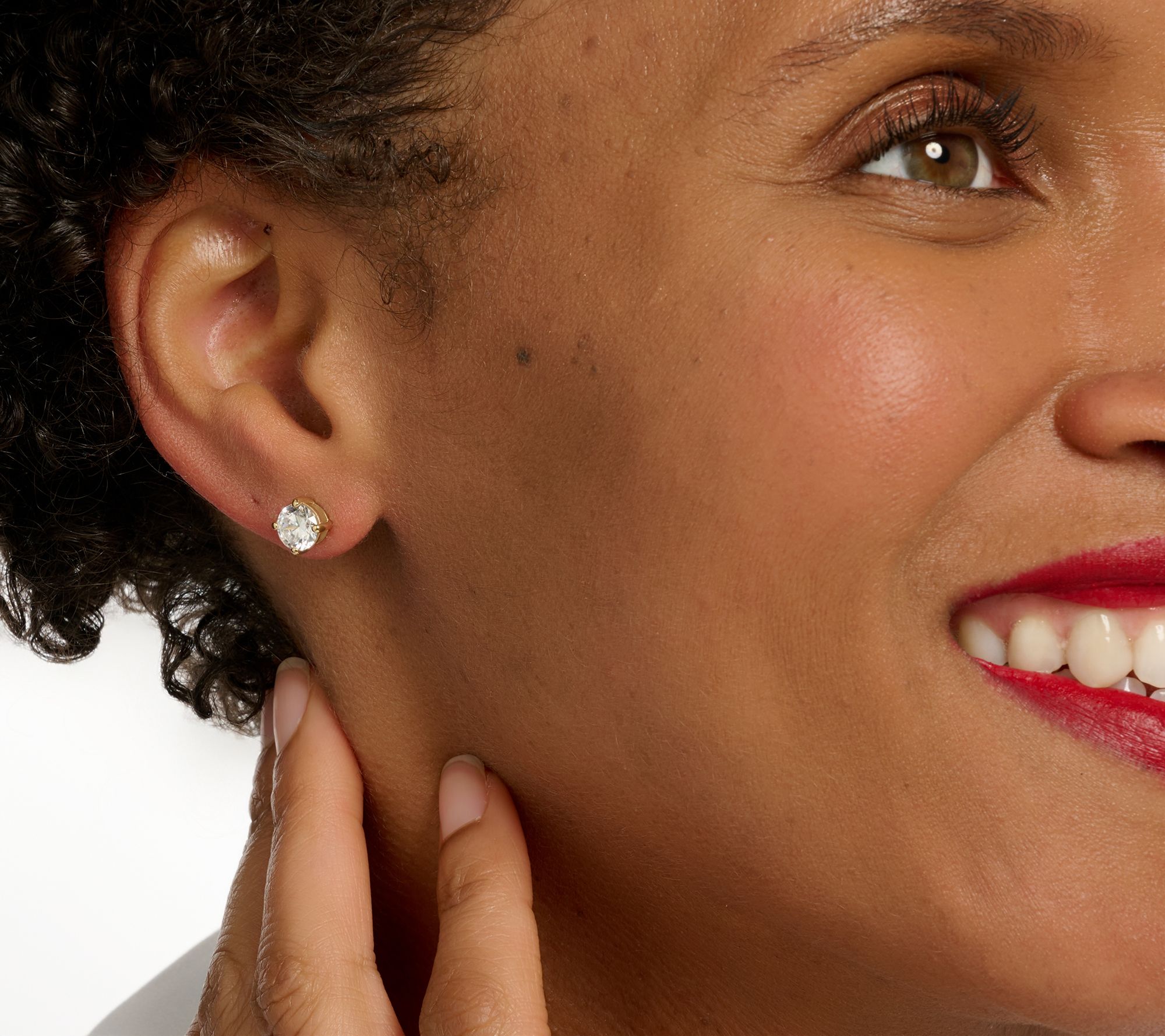 Diamonique Classics 2cttw Stud Earrings, 14K Plated - QVC.com