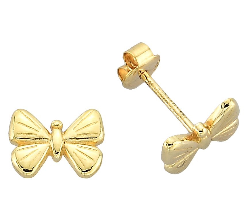 Adorna 14K Gold Butterfly Polished Stud Earrings