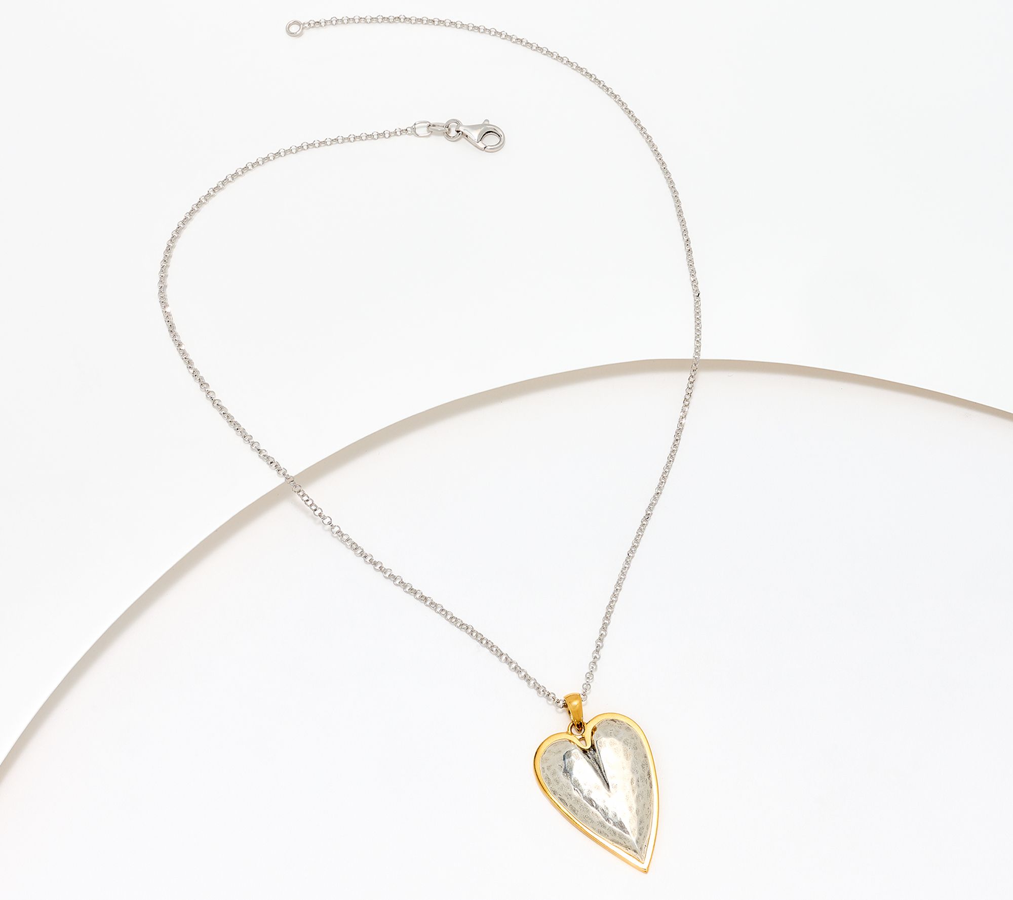 As Is Or Paz Sterling Silver Two-Tone Elongat Heart Necklace