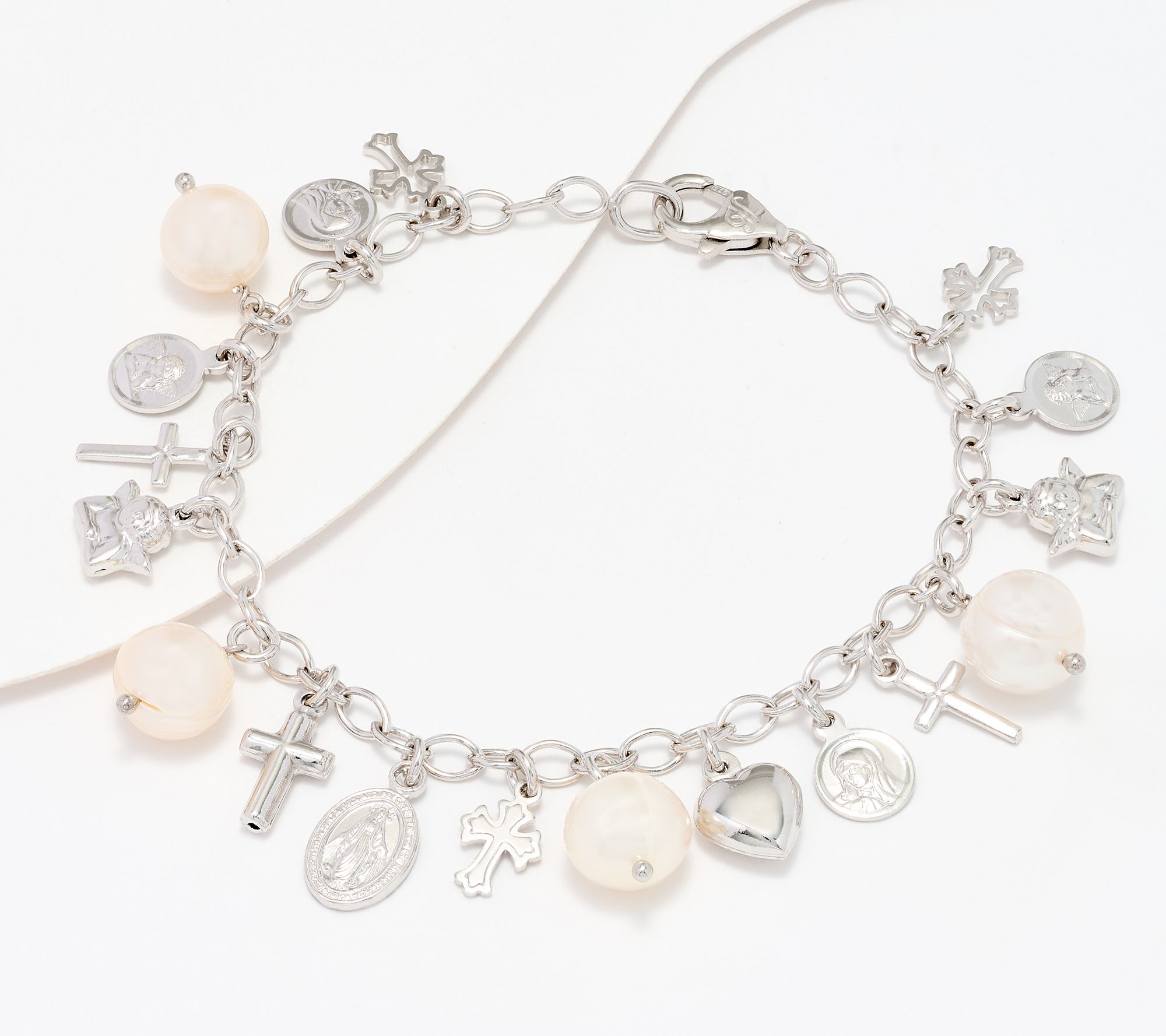 Honora Sterling Silver Cultured Pearl Charm Bracelet